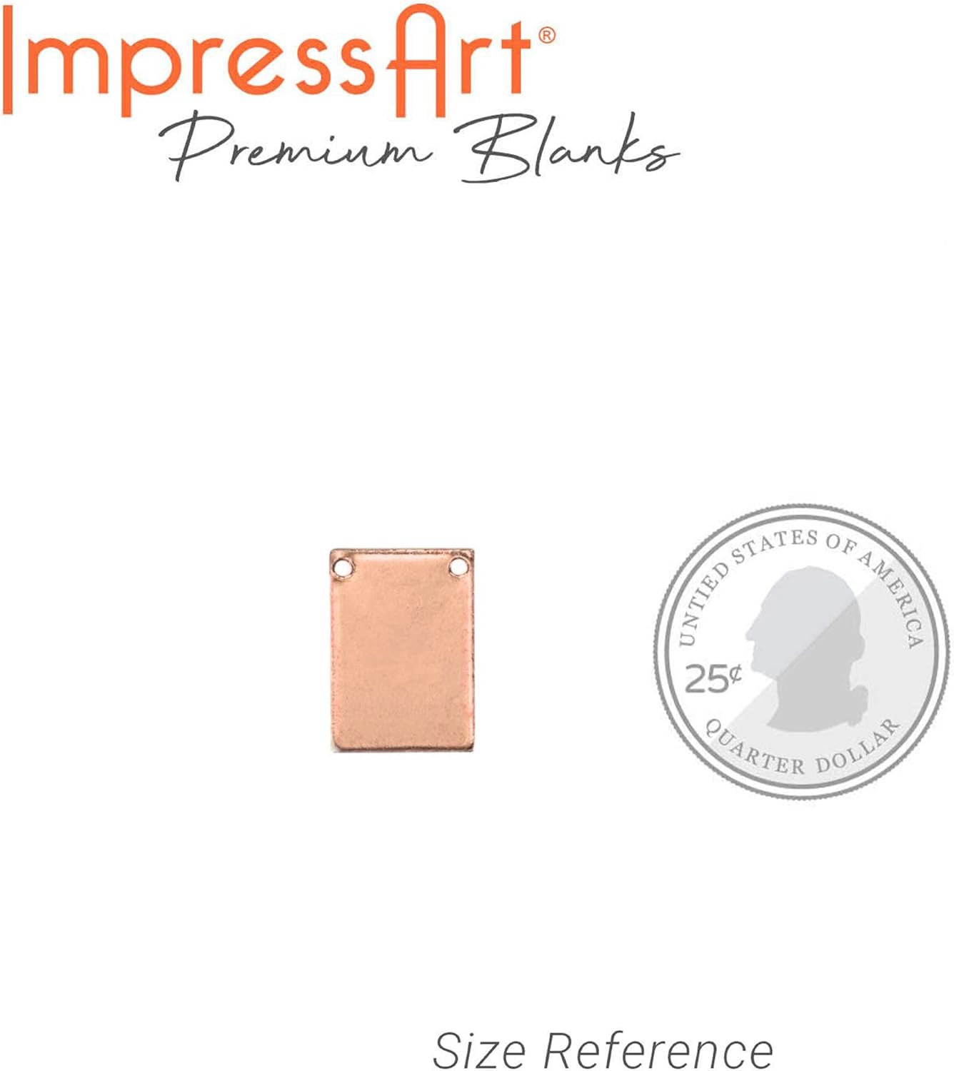 ImpressArt - Premium Metal Stamping Rectangle Blanks for Metal Stamping and Jewelry Making (24 Pack) (7/16" x 3/4" Rectangle w/ 2 Holes, Copper)