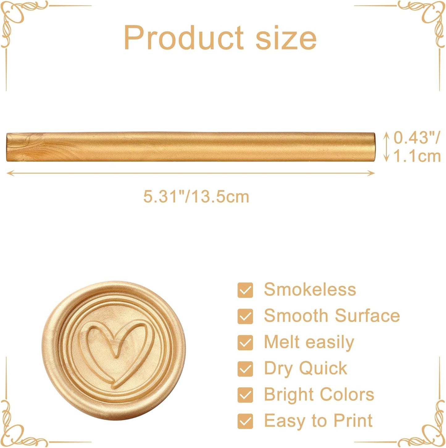 Yoption 15 Pieces Light Gold Glue Gun Sealing Wax Sticks for Wax Seal Stamp, Great for Wedding Invitations, Envelopes, Cards, Christmas Gift Ideas, Wine Packages (Light Gold)