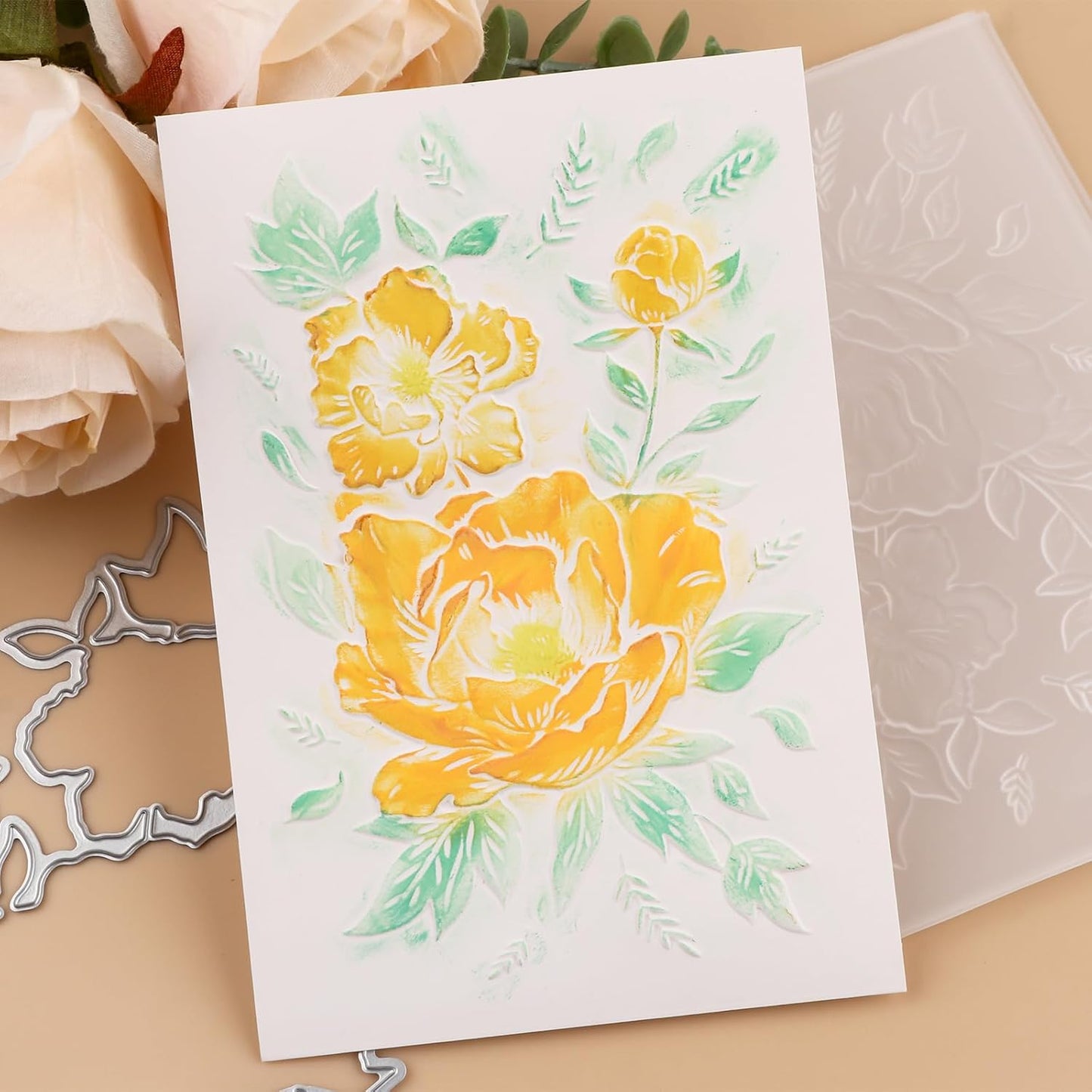 BAOFALI 3D Embossing Folder and Metal Die Set for Card Making,Embossing Template Paper Card Embossing Stencil for DIY Scrapbooking Photo Album Card Paper Craft Decoration 6.3" L x 4.5" W.(16x11.5cm)