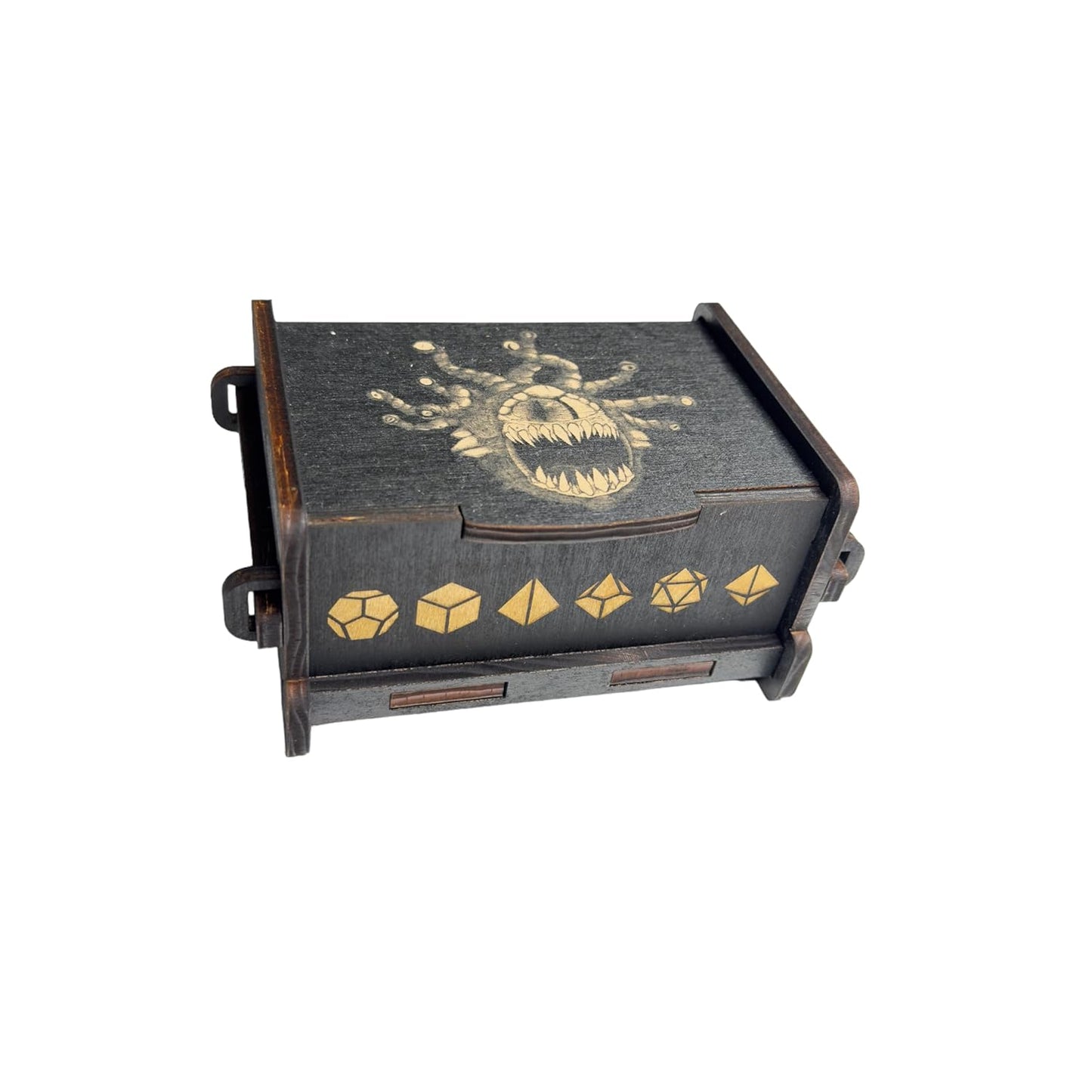 Dice Box - BLACK - 6x4x3 Also holds jewelry and great for desks and desk top items (Beholder)