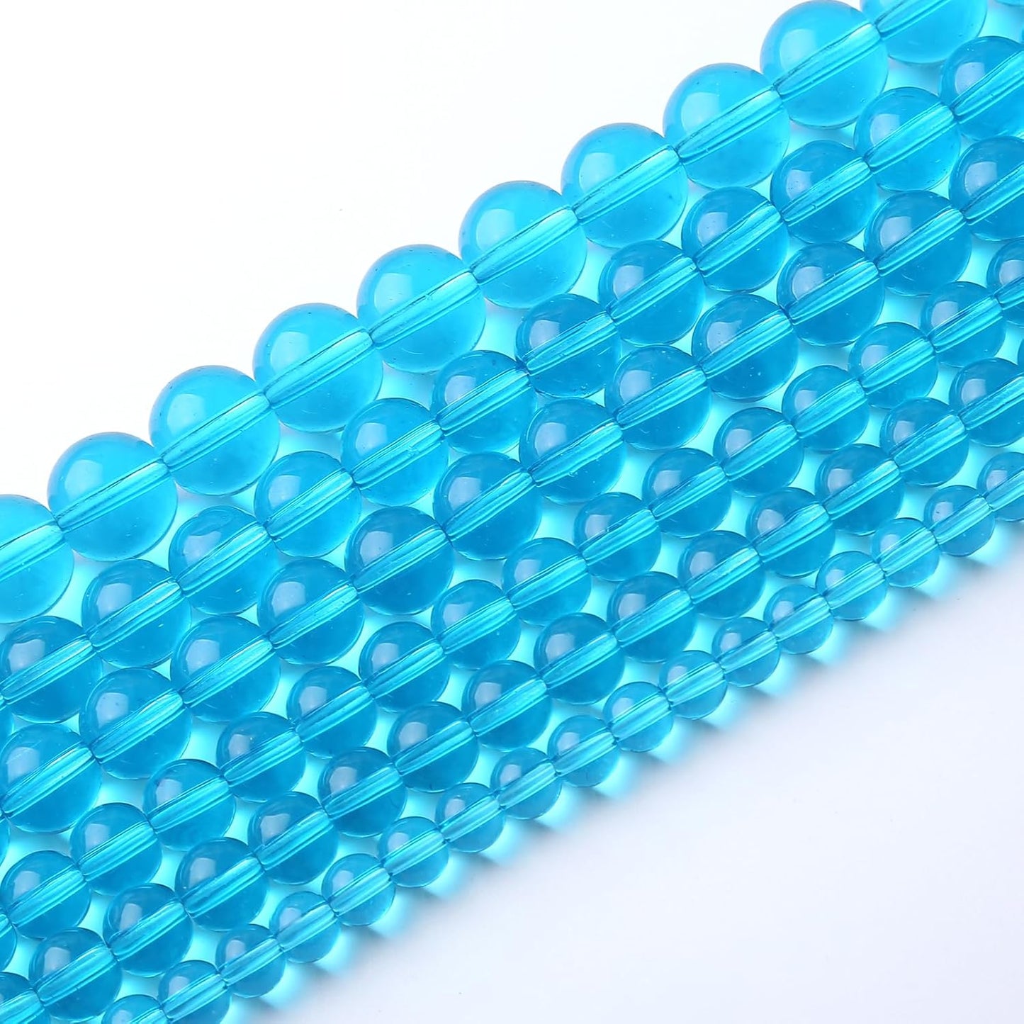 60pcs 6mm Topaz Blue Crystal Glass Beads Round Loose Spacer for Jewelry Making DIY Bracelet Necklace Healing Power Stone (Blue Crystal Glass, 6mm)