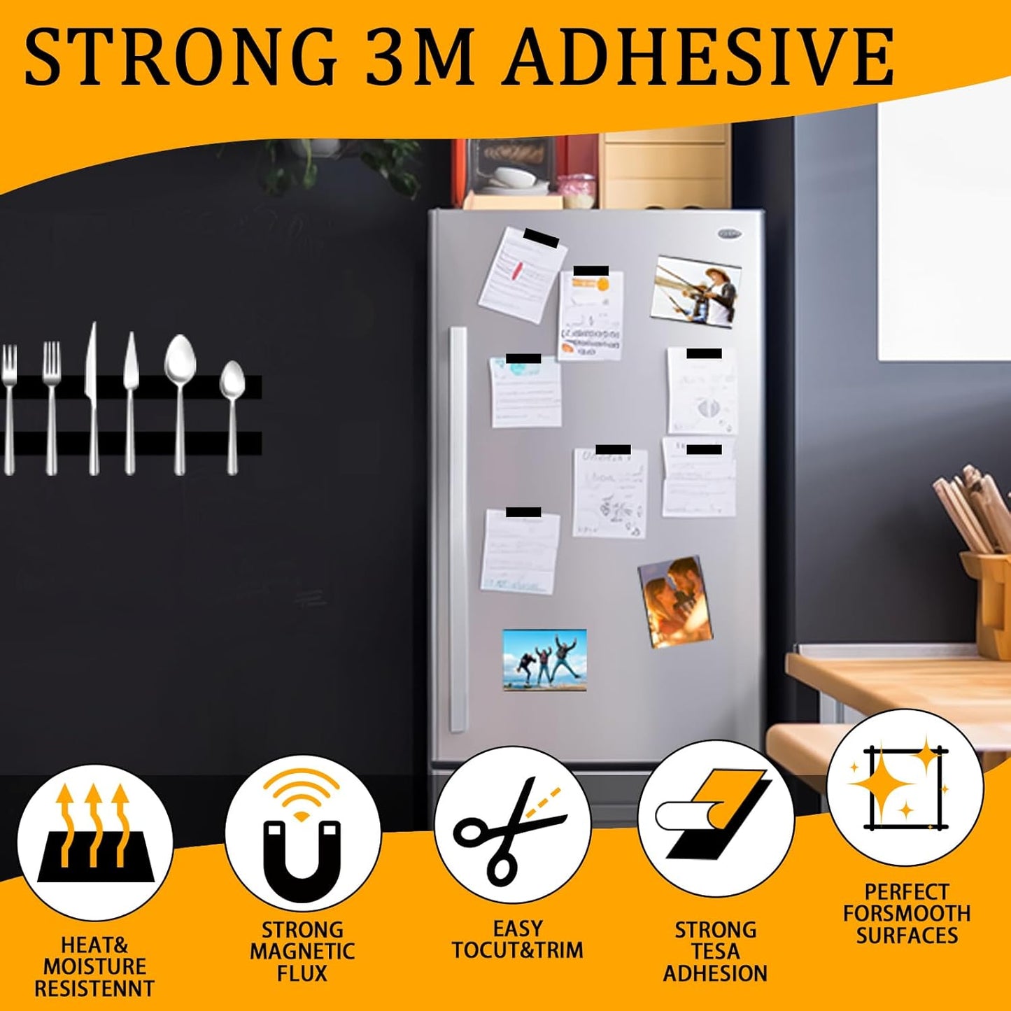 2 Rolls Magnetic Tapes with 3M Adhesive Backing, 6.5FT X 0.6" W x 2 Pack Flexible Magnet Strips for DIY Crafting