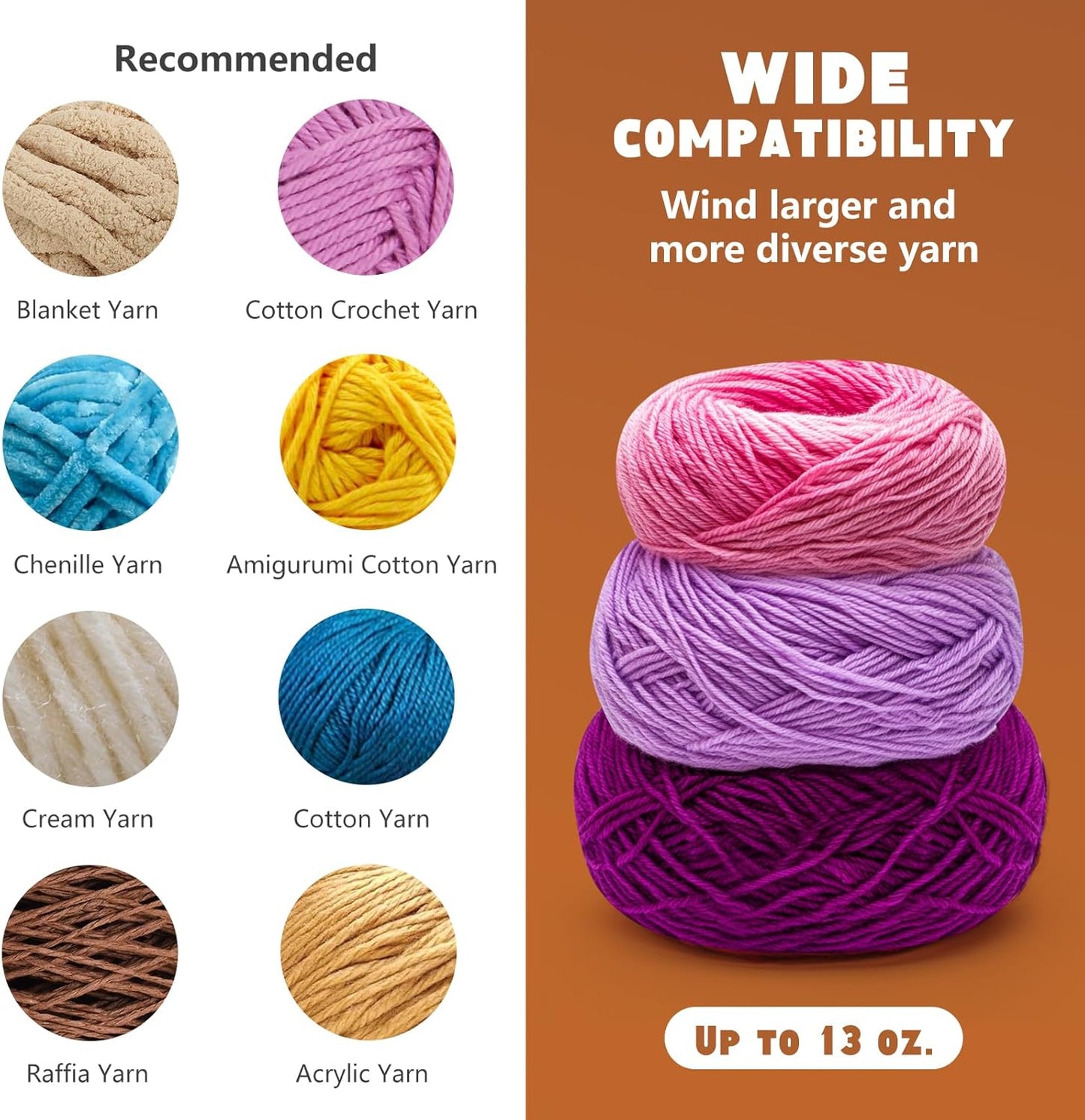 Yarn Winder, Electric Yarn Ball Winder for Crocheting, Efficiently Cake with Strong Tension Adjustable Speed Up to 13 oz, Automatic Spinner Wool for Knitting Enthusiast (Blue)