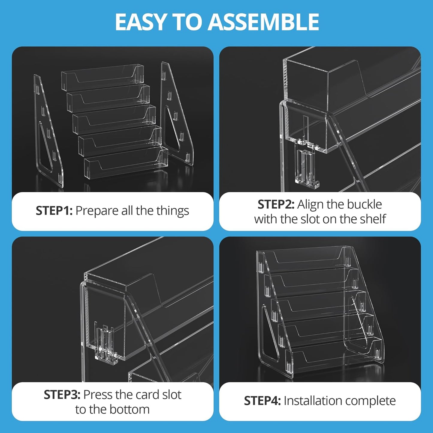 5 Tier Acrylic Card Display Stand, Clear Display for Greeting Cards, Sports Cards, Postcards, Stickers & Brochures (2 Pack)