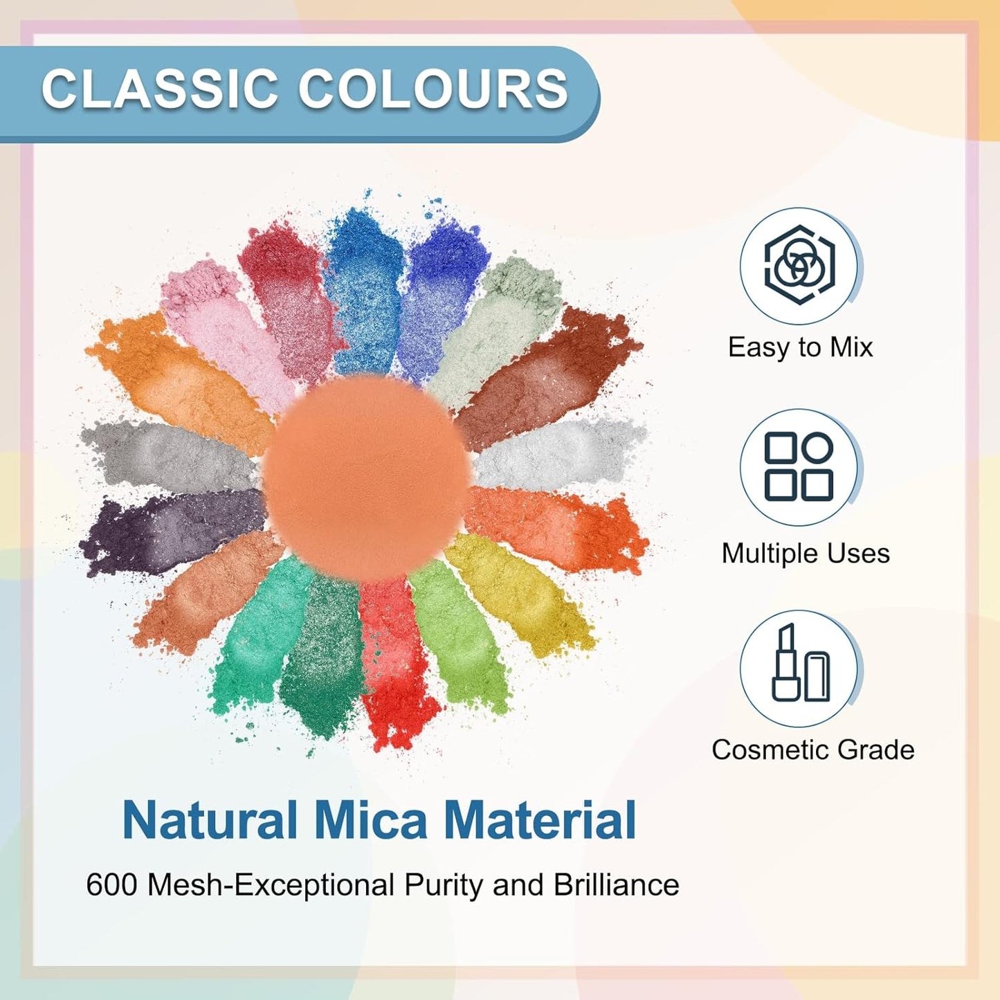 uxcell 10g/0.35oz Cosmetic Grade Mica Powder, 600 Mesh Mica Powder Natural Resin Epoxy Pigment Powders for Casting Resin, Candle Dye, DIY Nail Polish and Lip Gloss, Orange Red