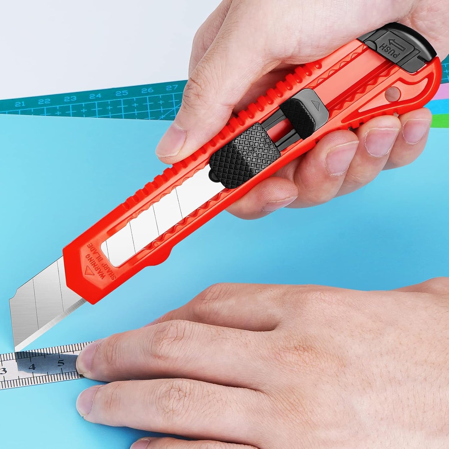 DIYSELF 30 Pack Box Cutter Retractable, 18mm Box Knife, Utility Knife Retractable with Snap Off Blade, Boxes Cutter Knives for Cardboard, Art, Craft