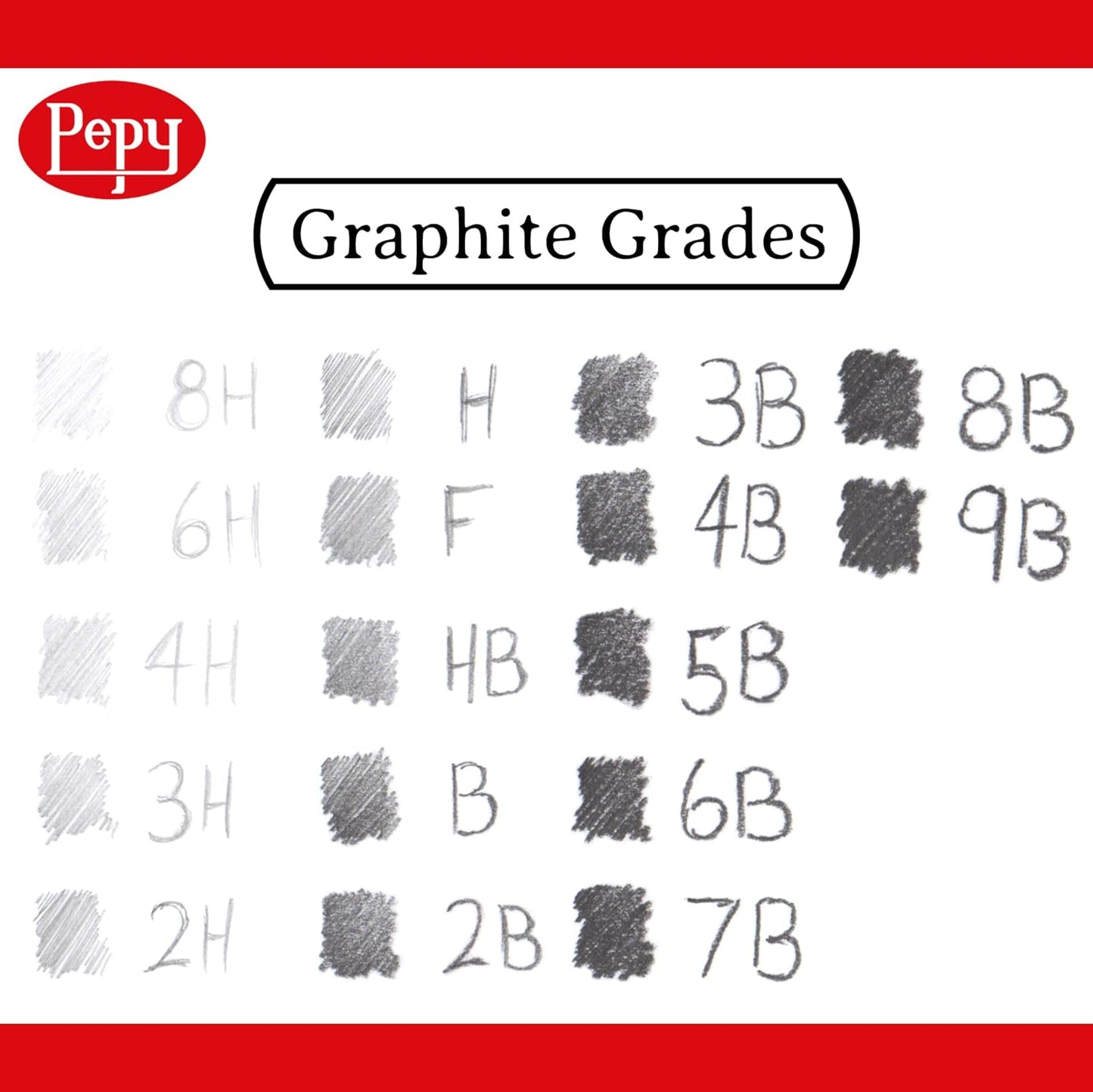 Pepy Graphite Professional Drawing Pencils - Set of 12 7B Pre-Sharpened Black Lead Pencils; Perfect for Drawing, Sketching and Shading, Graphic and Fine Art