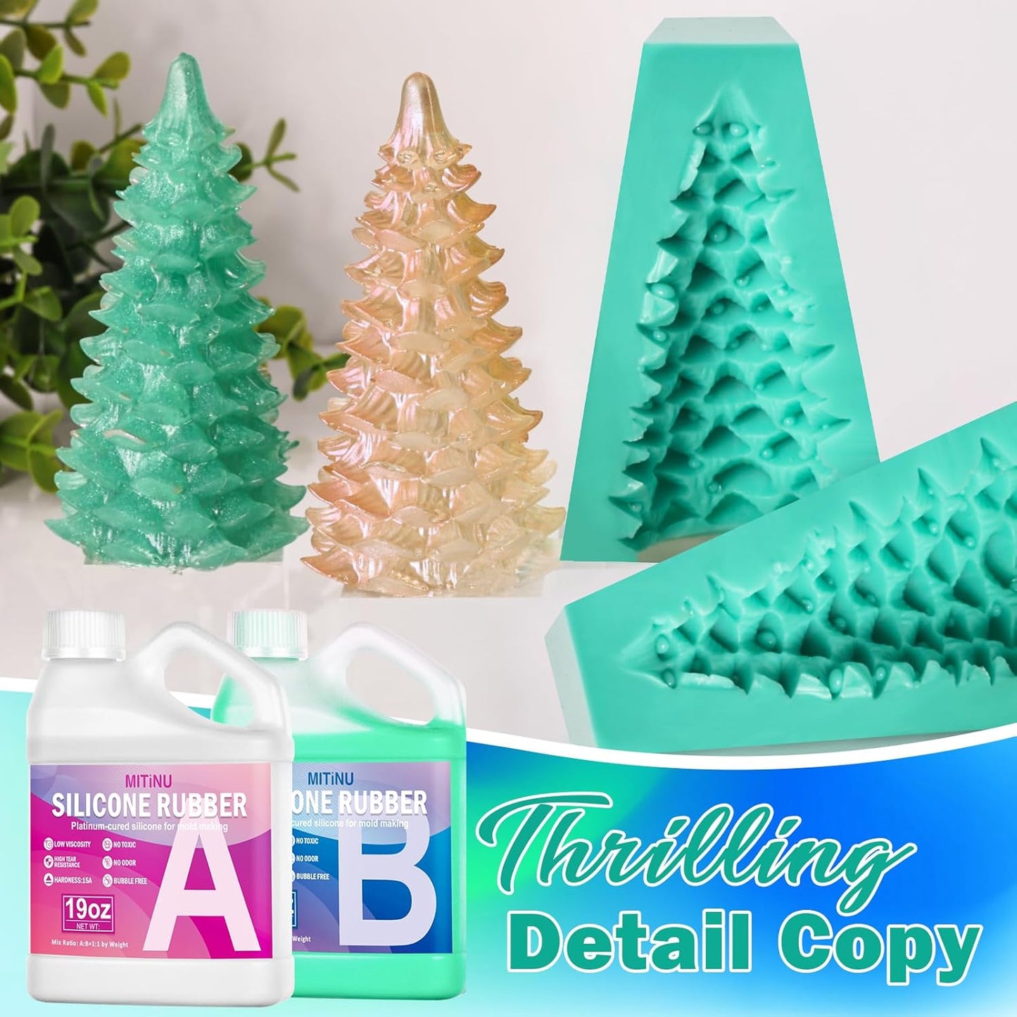 38 oz Liquid Silicone Mold Kit, 15A Rubber, 1:1 Volume Ratio, Jade Green - For Making Molds for Resin, Soap, Concrete, Wax