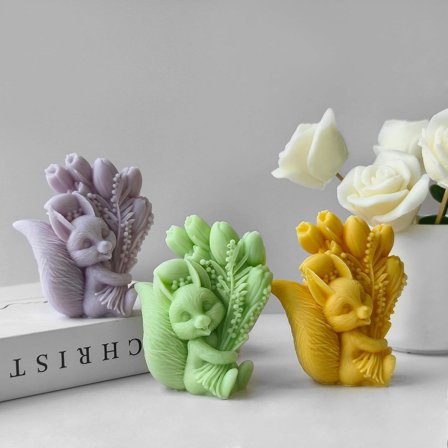 Squirrel Tulip Candle Resin Mold - Resin Casting Silicone Molds for Home Decor & Candle Making Wave Spiral Mold