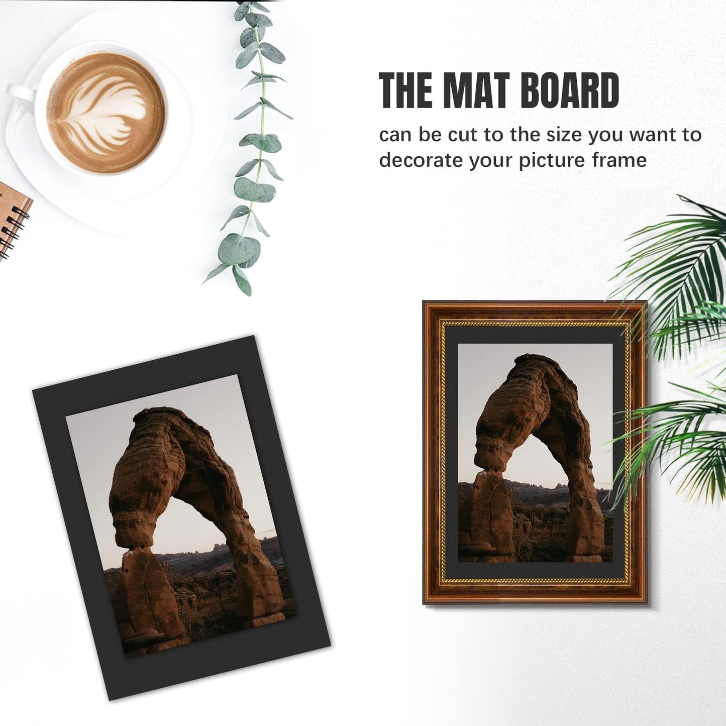AUEAR, 15 Pack 8.5x11 Uncut Matte Boards Black Photo Mat Board Great for Picture Framing, Print, Artwork