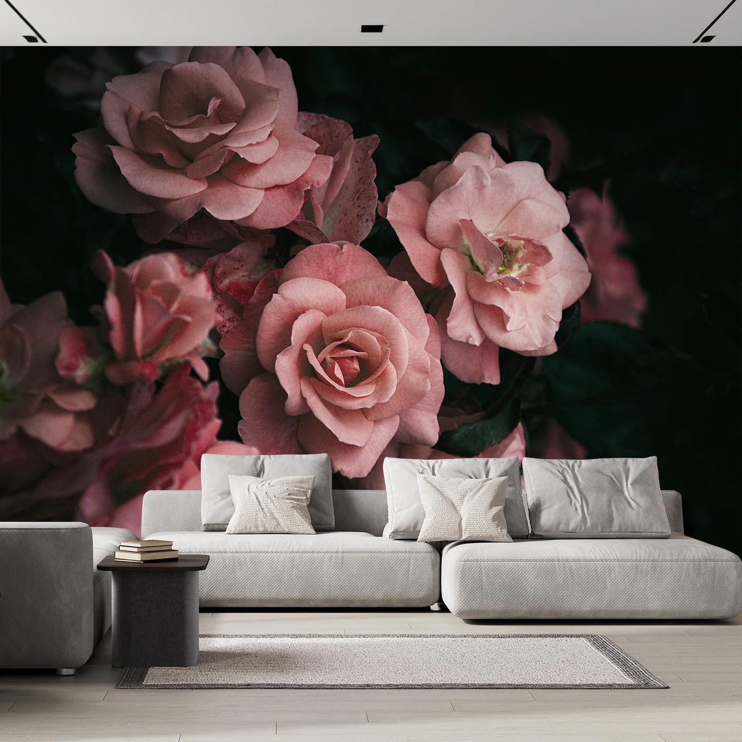 wall26 Removable Wall Sticker/Wall Mural Close Up Dark Rose Flower Blossoms Nature Wilderness Photography Realism Decorative Botanical Relax/Calm Floral for Living Room, Bedroom, Office - 100"x144"