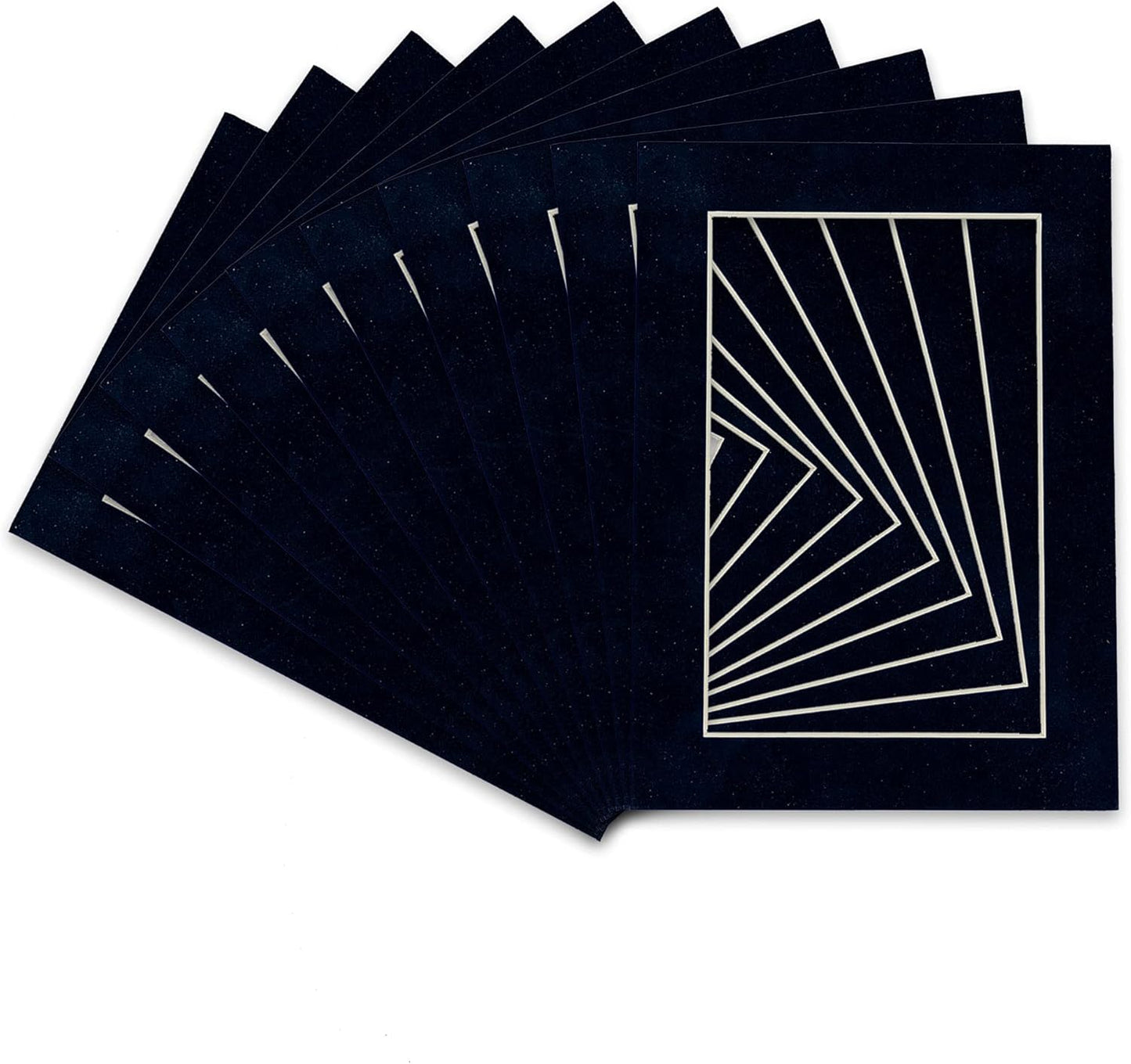 Pack of 25 Acid Free 11x14 Mats Bevel Cut for 8.5x11 Photos - Navy Suede Precut Matboards For Pictures, Photos, Framing - 4-ply Thickness