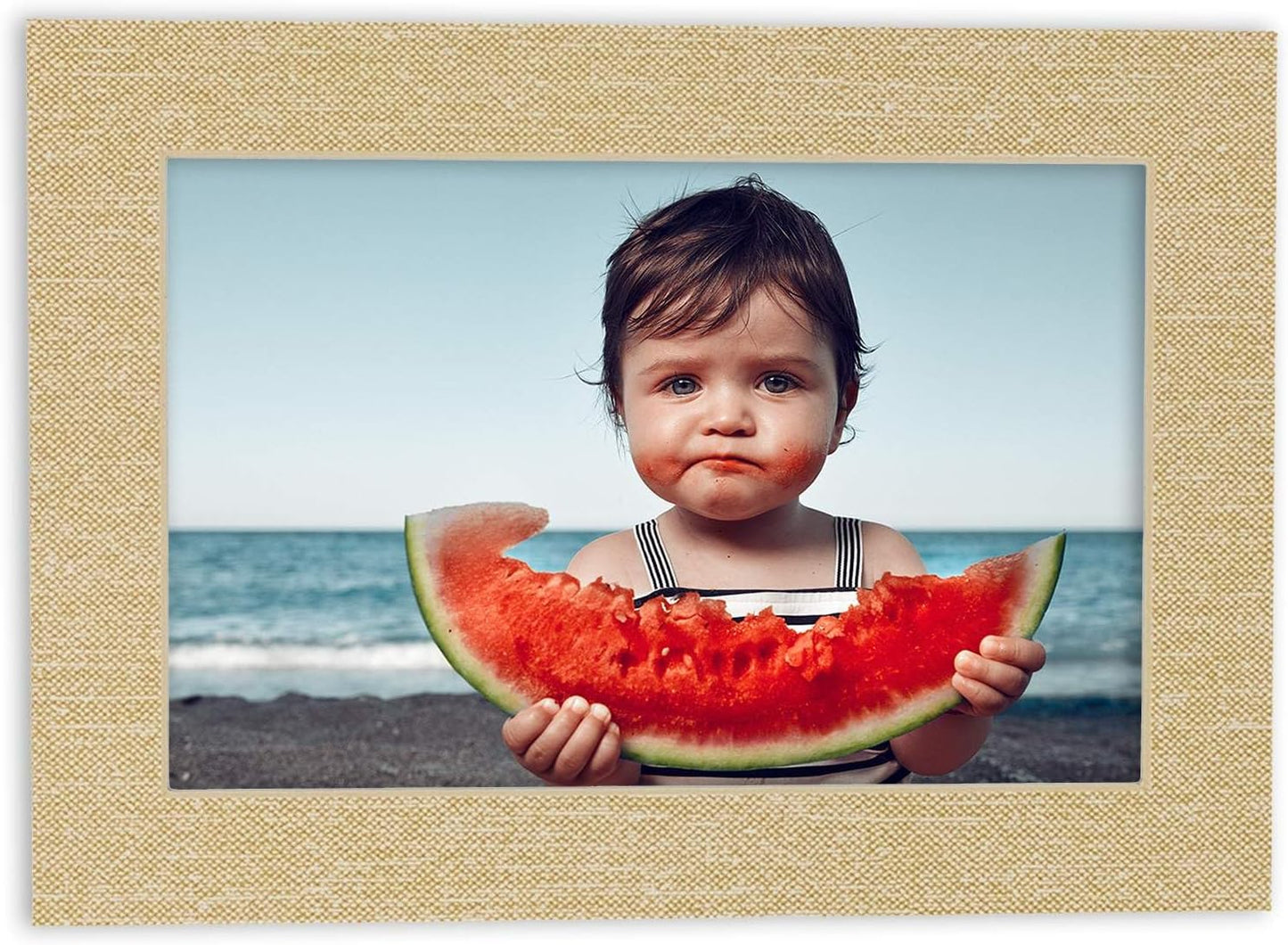 8x10 Mat Bevel Cut for 6x8 Photos - Acid Free Fresh Linen Canvas Precut Matboard With Backing Board and Crystal Clear, Self Seal Photo Mat Bag - For Pictures, Photos, Framing - 4-ply Thickness