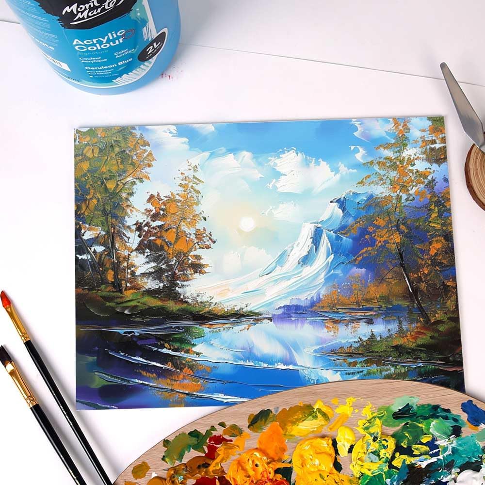 Mont Marte Discovery School Acrylic, Lemon Yellow, 1/2 Gallon (2 Liter). Ideal for Students and Artists. Excellent Coverage and Fast Drying. Pump Lid Included.