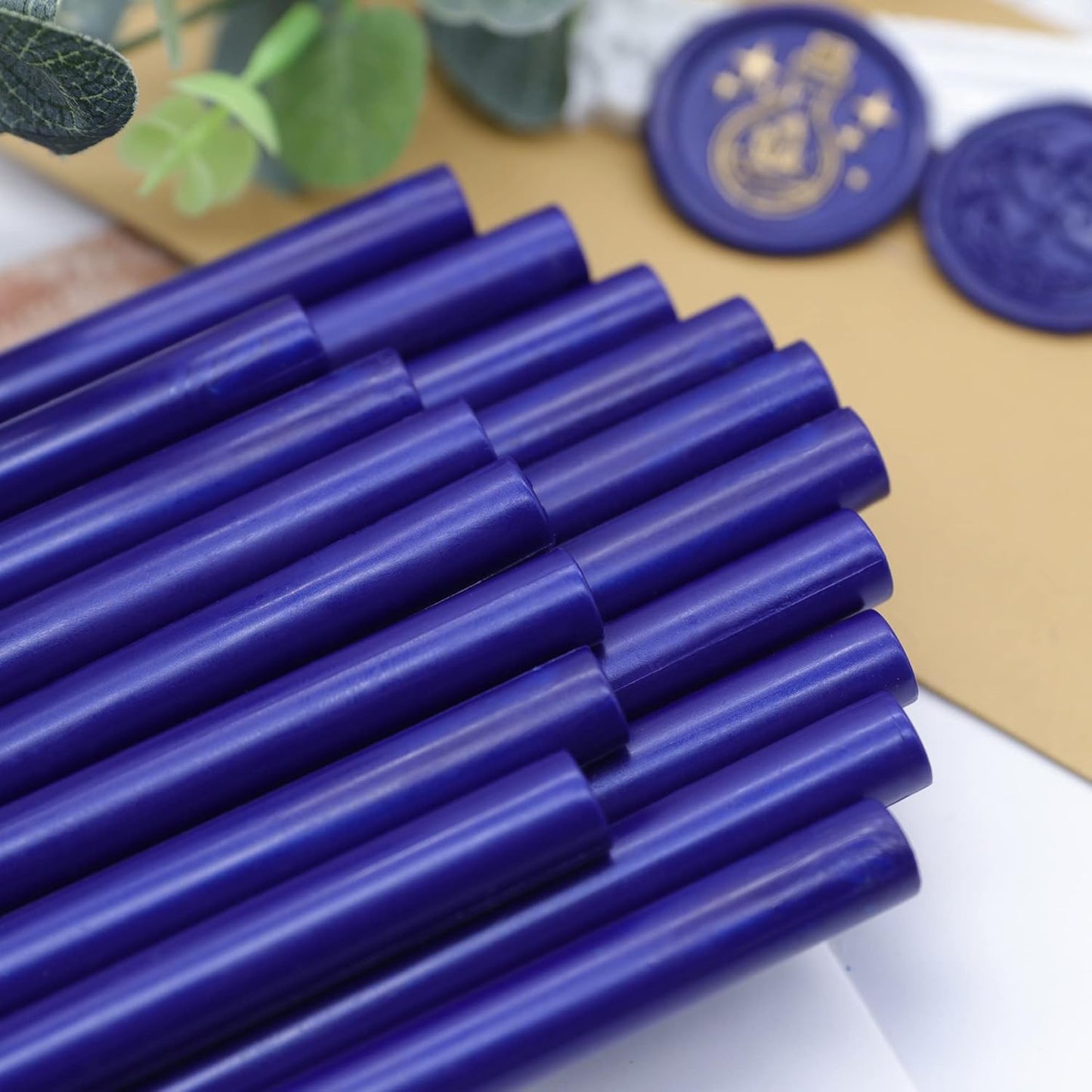 SWANGSA 20 Pieces Glue Gun Sealing Wax Sticks Starry Blue for Wax Seal Stamp, Great for Wedding Invitations, Cards, Envelopes, Wine Packages, Gift Wrapping (Starry Blue)