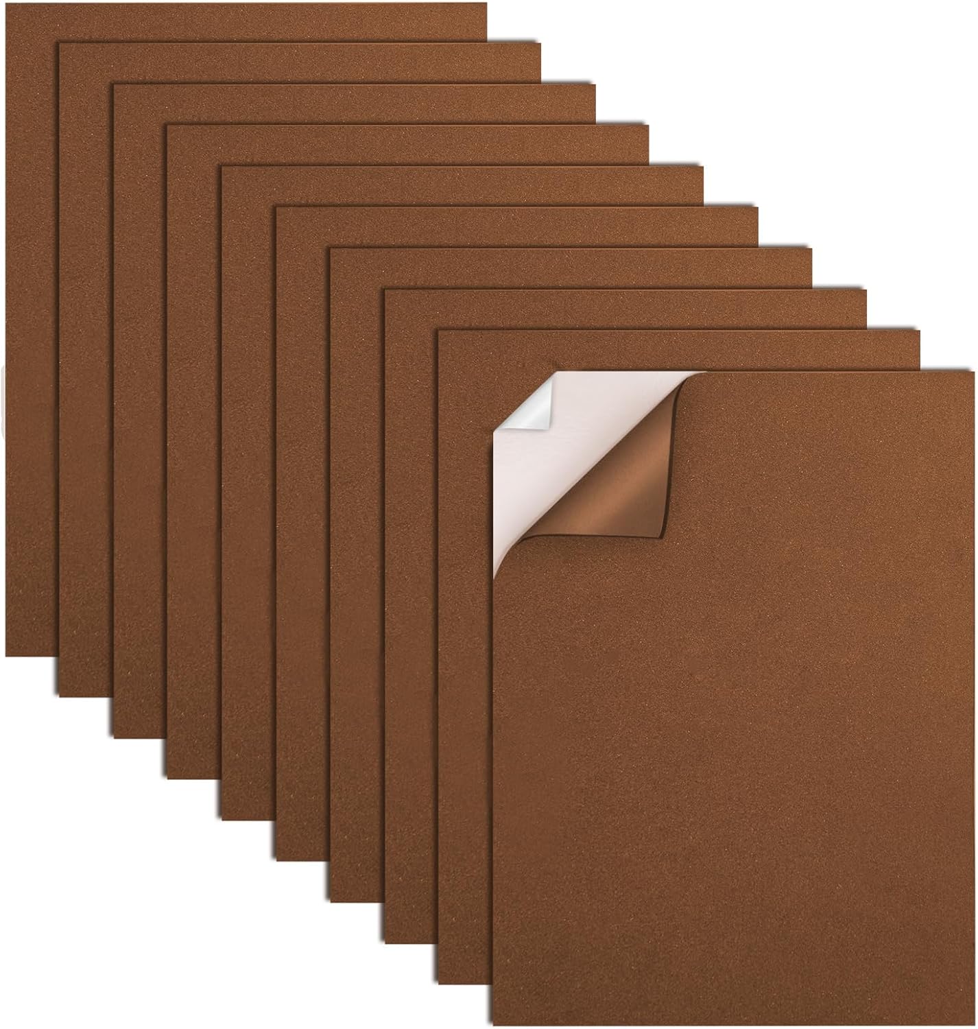 MEARCOOH Self Adhesive Foam Sheets, Brown 9x12 Inch 2mm Sticky Eva Foam Paper for Crafts Cardmaking Photo Frames Classroom Scrapbooking Christmas Crafts (Brown 10 Sheets)