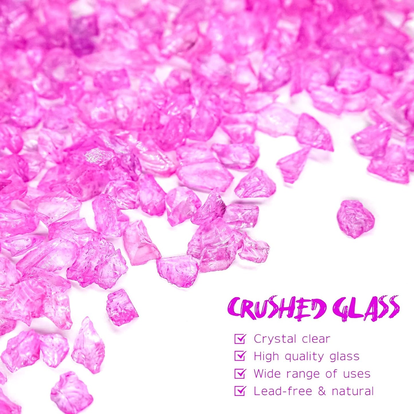 Crushed Glass for Resin Art - 3-6mm Purple, 1.5lb | Broken Glass Pieces for Crafts, Vase Filler & Decorative Stones