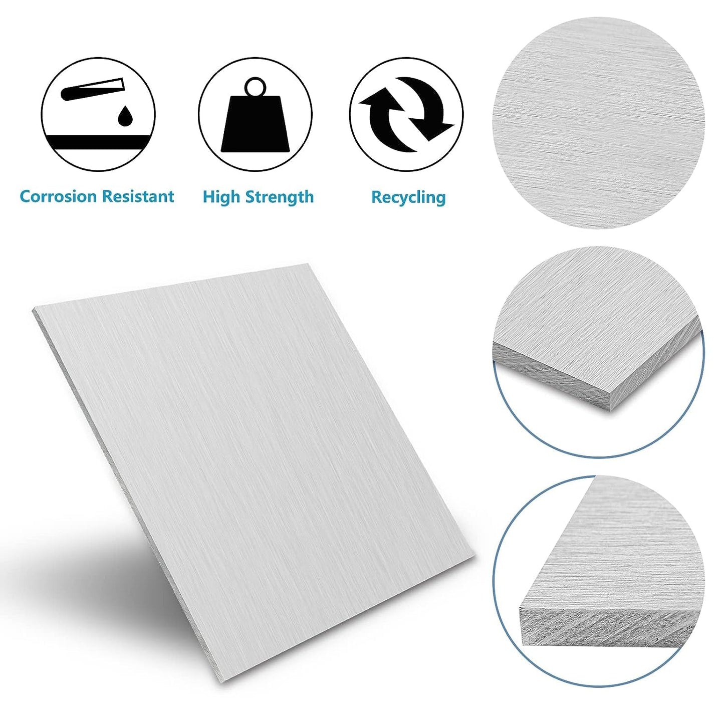 6061 Aluminum Sheet Plate, 10" x 14" x 1/4" Thickness Heavy Duty Aluminum Sheets Plates with Protective Film, Rectangle Aluminum Plate Solid Metal Sheet Plate for DIY Projects Base Plate