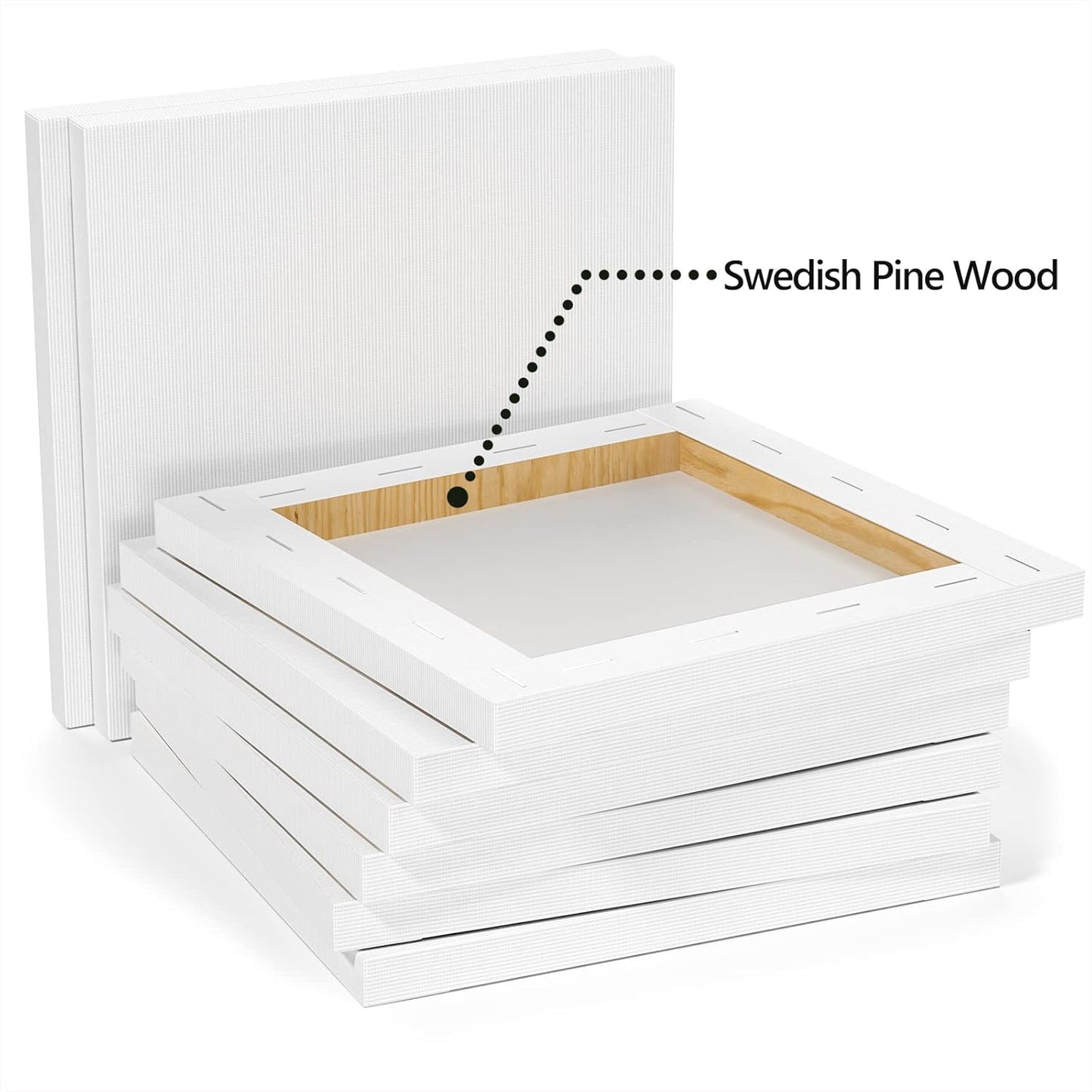 GOTIDEAL Stretched Canvases for Painting, 8x8 Inch Set of 7, Primed White - 100% Cotton Blank Art Square Canvas Boards for Painting for Acrylic Pouring, Oil Paint Dry & Wet Art Media
