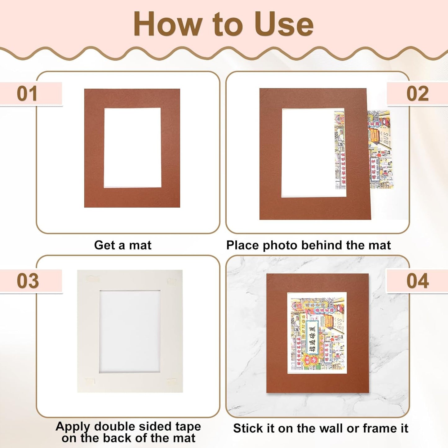 uxcell Picture Mats, 8 x 10 Mat Board Center for 5 x 7 Pictures Acid Free White Core Bevel Cut Frame Mattes for Display Art Measuring, Dark Blue