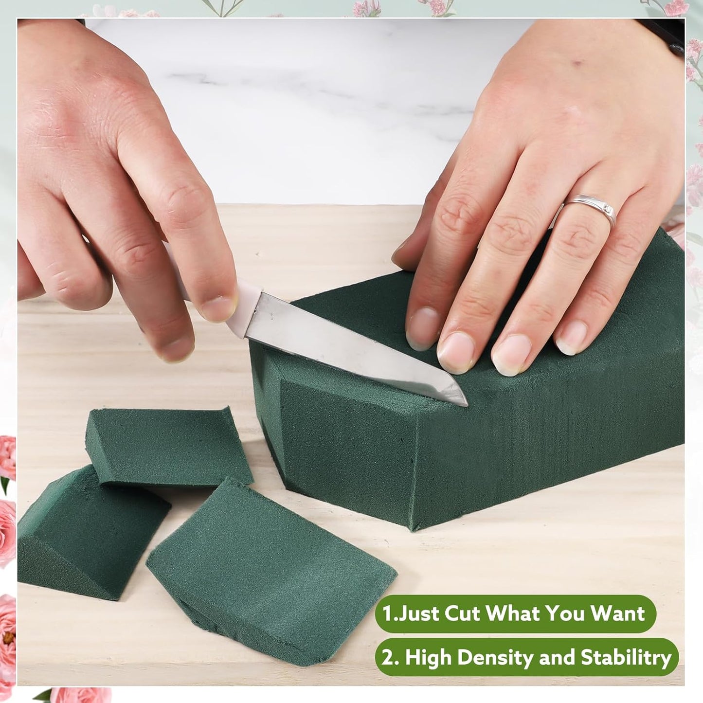 6Pcs Floral Foam Blocks for Fresh and Artificial Flower Arrangements, (Larger Size 8.86" L x 4.13" W x 2.76" H) Flower Foam Bricks Florist Foam for Wedding, Birthdays, Home, Office,DIY Craft