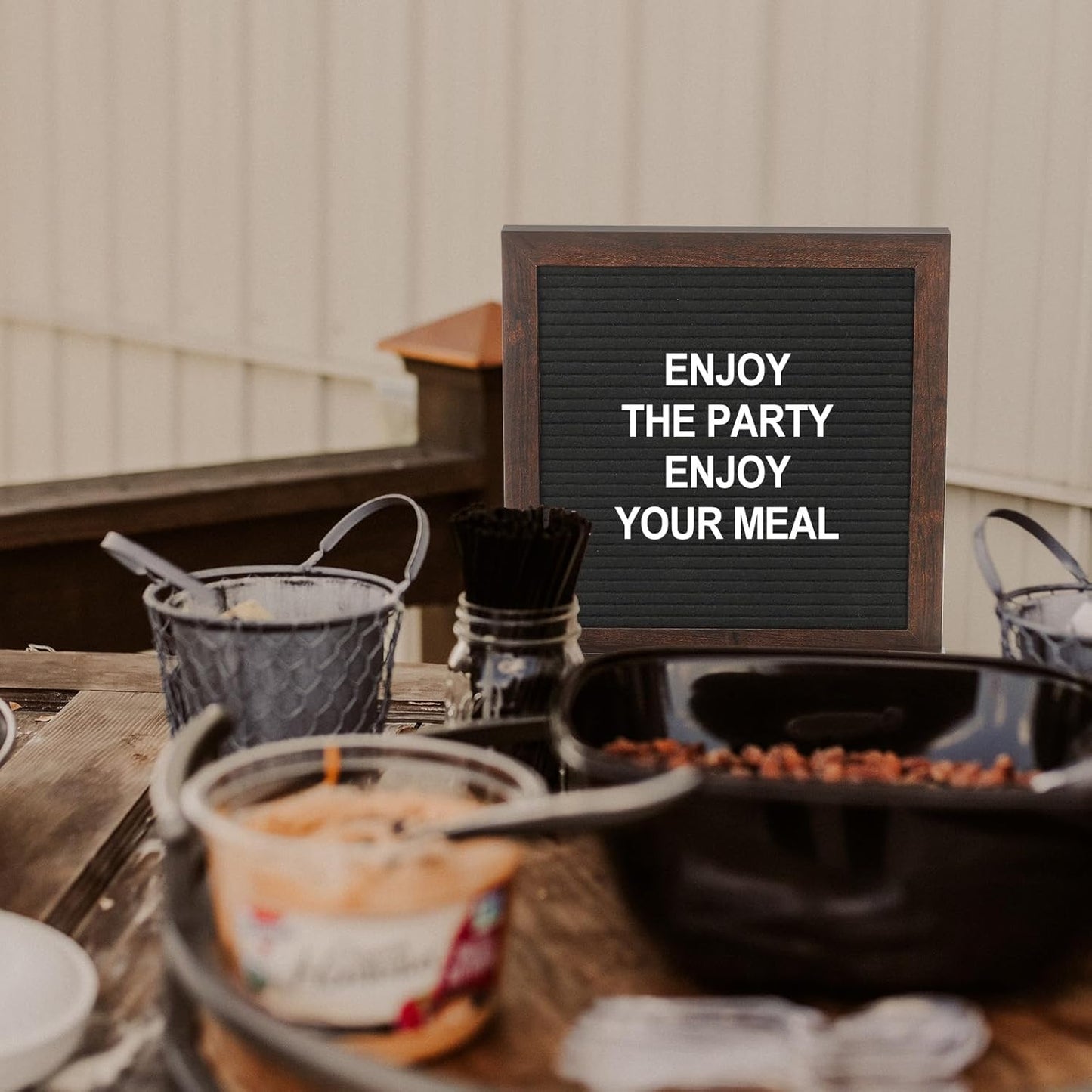 PATIKIL Felt Letter Board, 10x10Inches Black Wooden Changeable Message Board with Storage Bag Stand for Kitchen Menu Classroom Farmhouse Decor Notes, White Letter