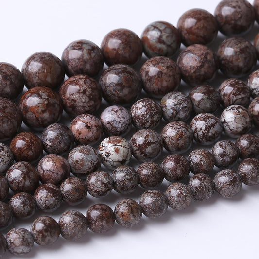 36PCS 10MM Brown Snowflake Stone Beads Energy Healing Beads for DIY Jewelry Bracelet Necklace Making for Jewelry Making 15Inch
