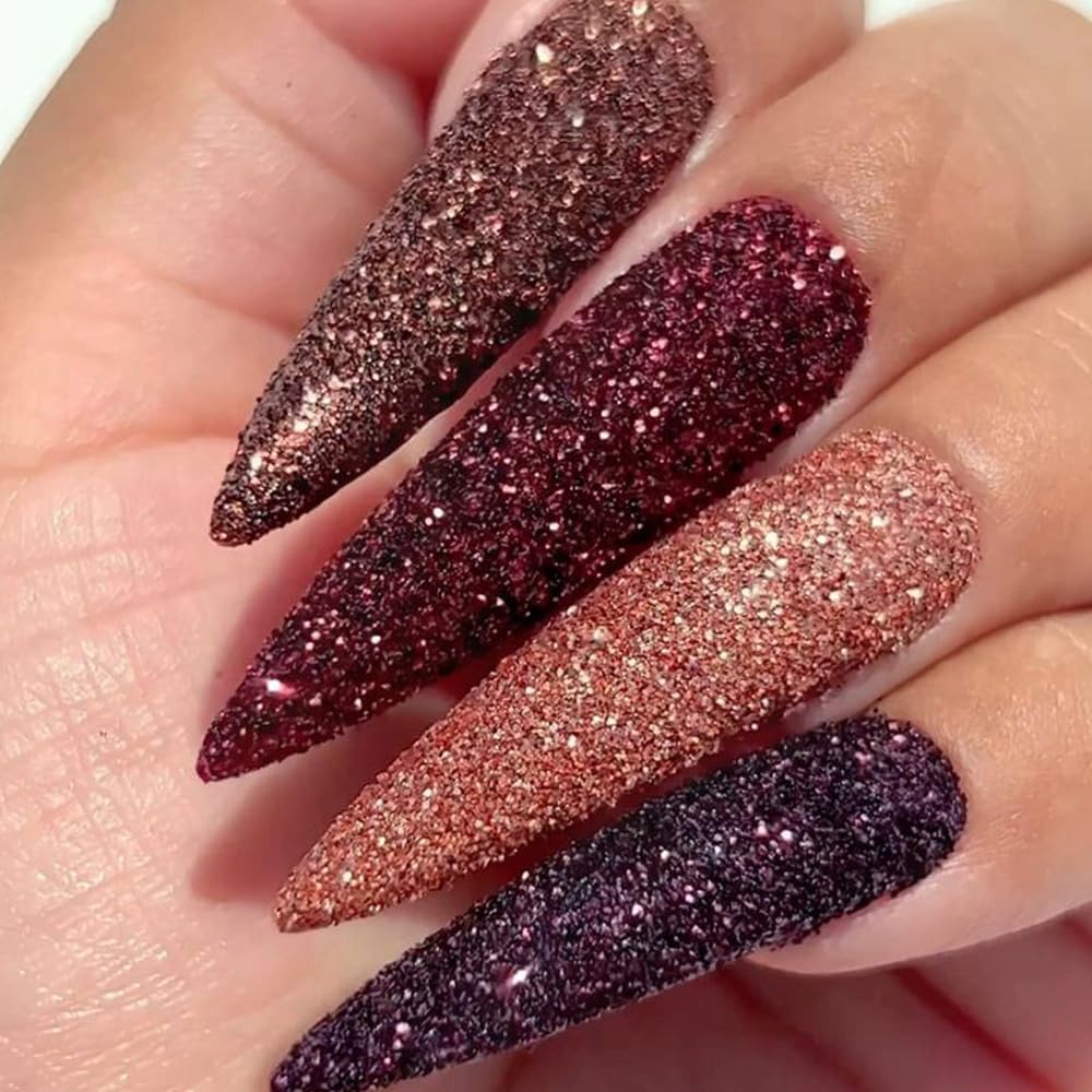 6 Colors Holographic Nail Art Glitter, Ultra Fine Metallic Shining Glitter Dust, Retro Champagne Golden Reflective Sugar Dipping Pigment for DIY Gel Polish Nail Art Decoration, Resin Craft