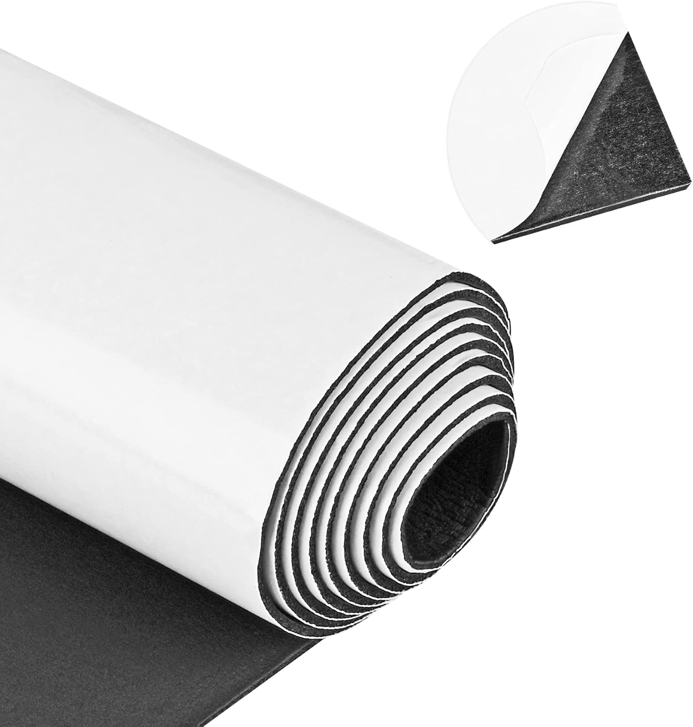 Neoprene Sponge Rubber Foam Sheets with Adhesive Backing, 12" x 60" x 1/8" Black Foam Roll Insulation Board Soundproof Neoprene Mat, Great for Cosplay Padding, DIY, Gaskets, Costume, Crafts