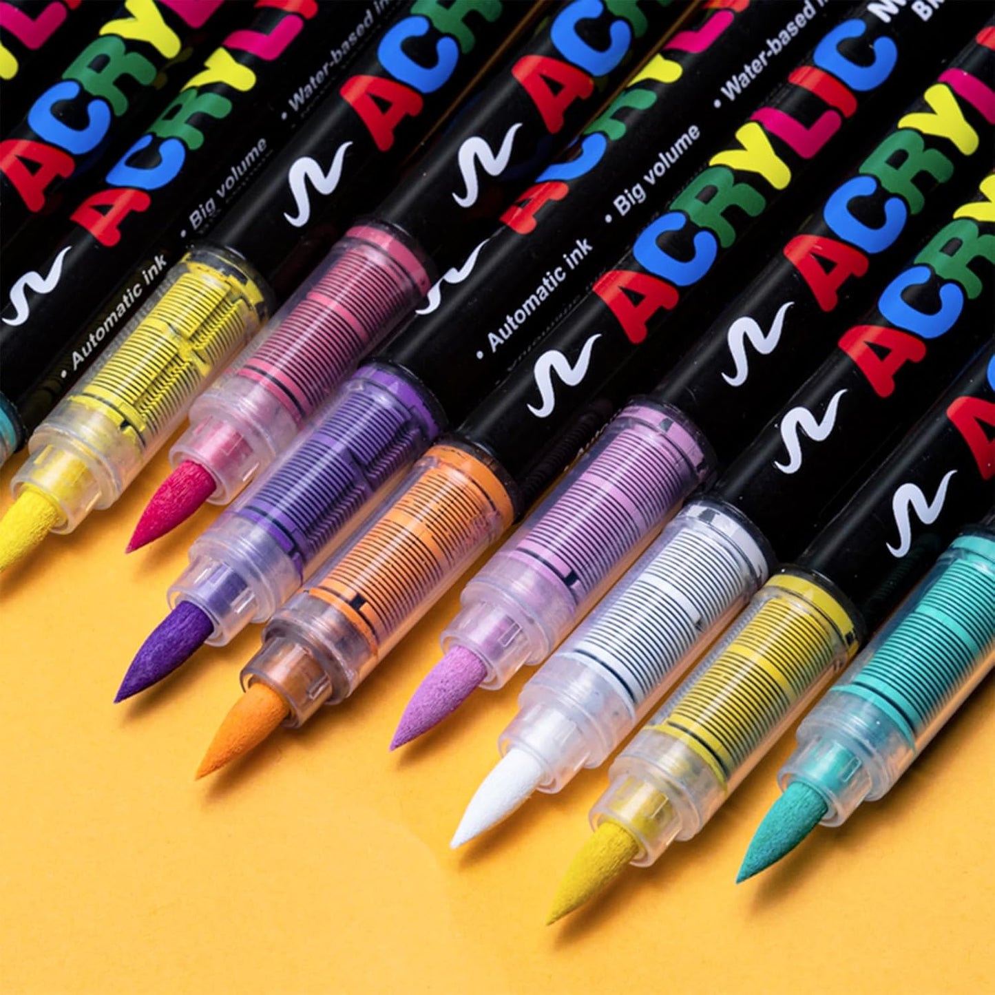 Guangna Acrylic Paint Markers,36 Colors with Direct-Liquid Ink Control System, Professional-Grade Paint Pen for Rock Painting, Canvas, Glass, Plastic, Fabric & Creative Crafts