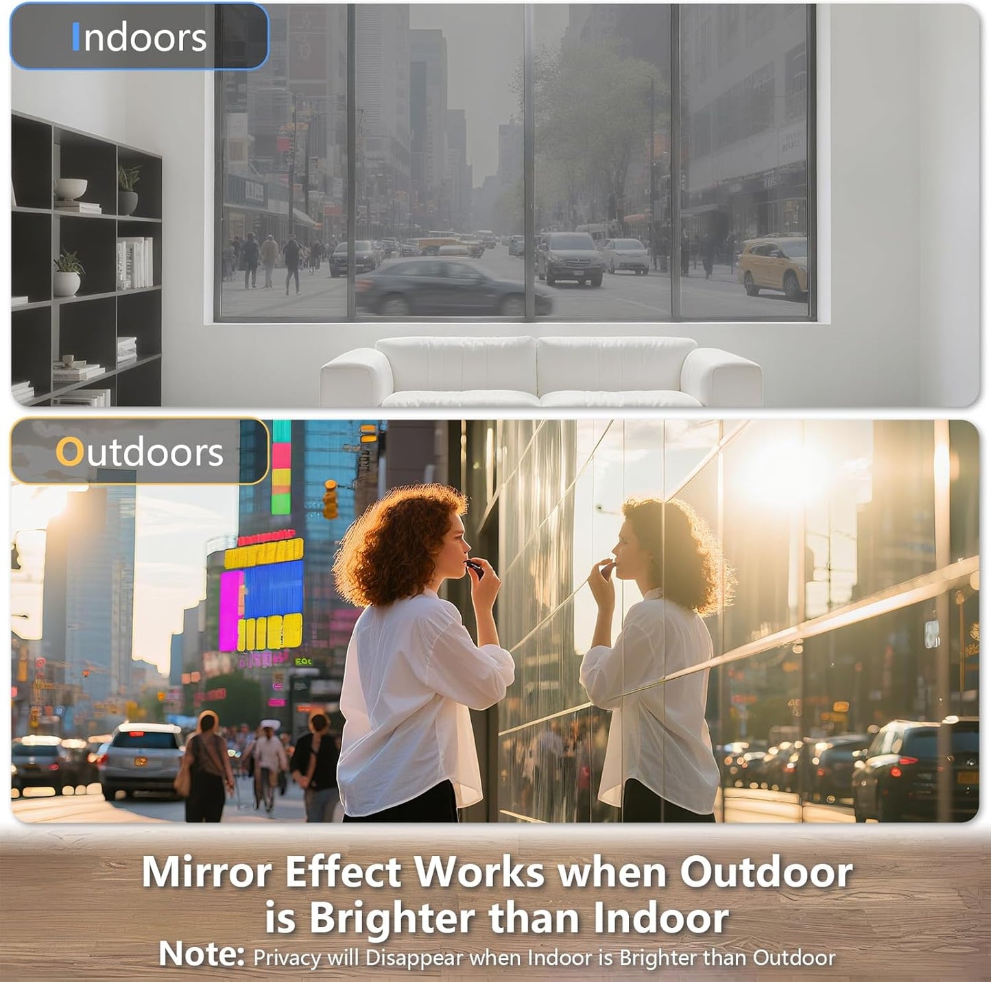 LEMON CLOUD One Way Window Privacy Film See Out Not in Reflective Mirror UV Window Cling Sun Blocking Heat Control Glare Control with Tools,29.5 Inch x 78.7 Inch
