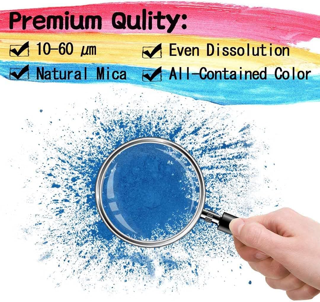 Mica Powder - 60g Mica Powder for Epoxy Resin - Pearl Pigment Powder Dye for Resin/Eye Shadow/Soap Making/Nails/Bath Bombs etc. (Blue)