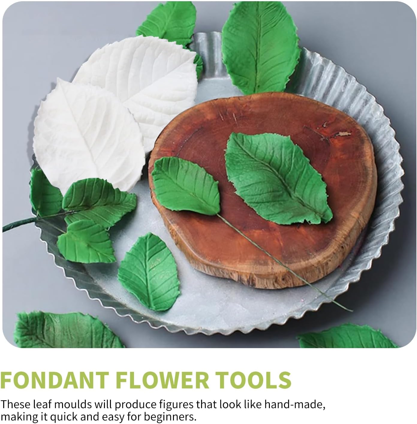 KALAIEN Leaf Petal Veiner Gum Paste Mold Sugar Craft Tools Rose Flower Leaf Vein Double Veiners Mold