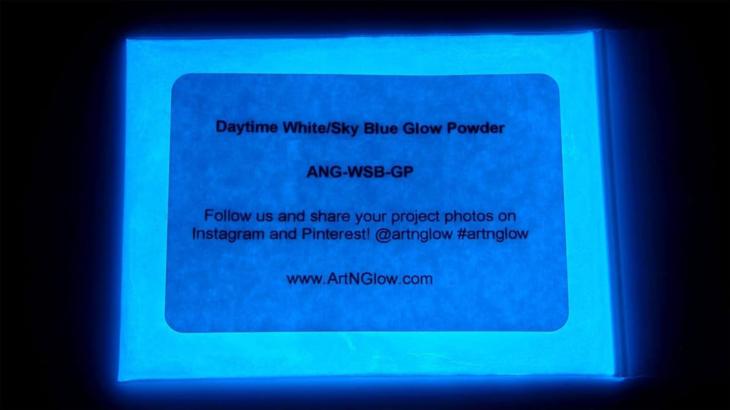 Glow in The Dark Pigment Powder - Neutral and Fluorescent Color for Art Painting, Fine Art, Nail Art Paint, and DIY Crafts - Long Lasting, 10+ Color Options - Neutral Sky Blue - (12 Grams/ .42oz)