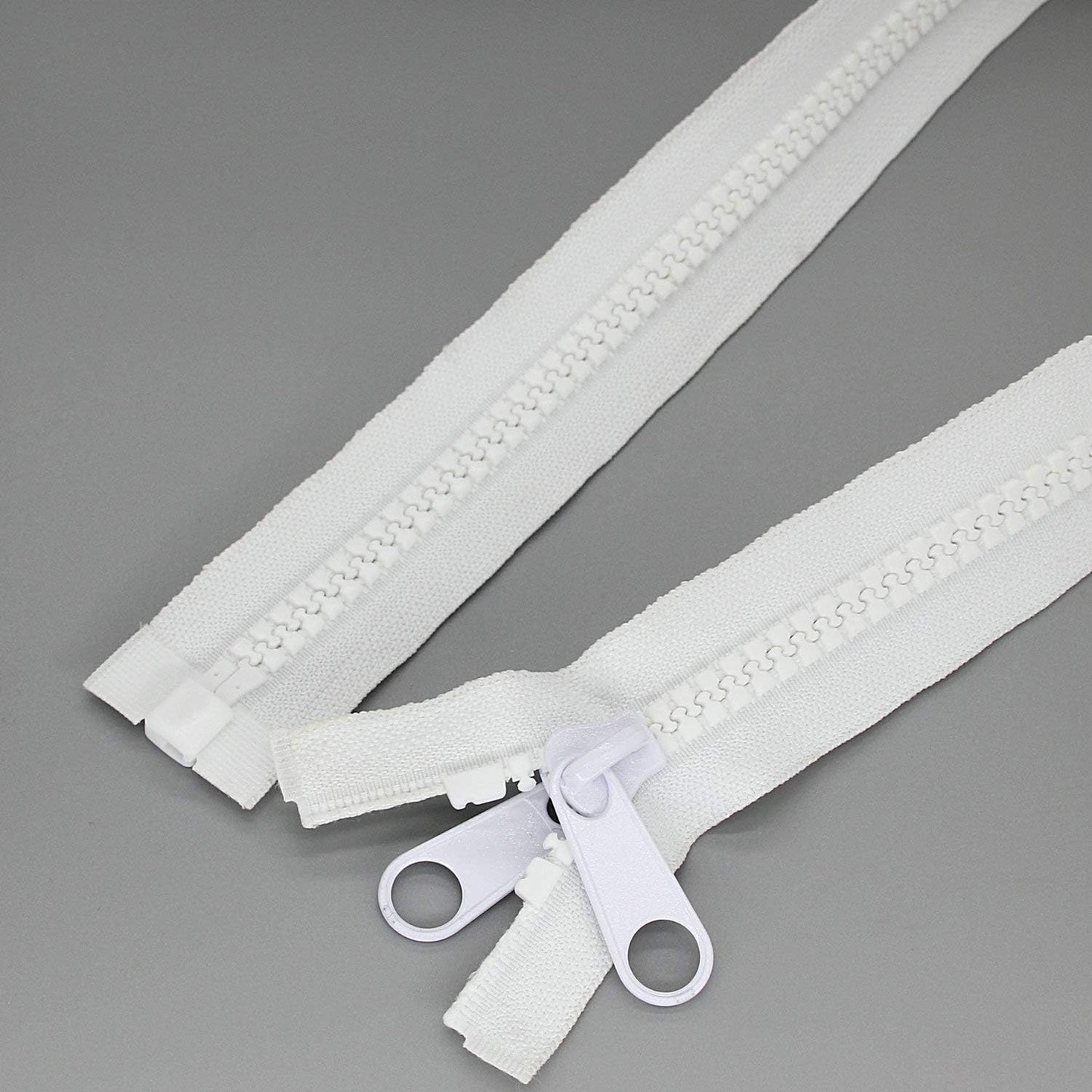 Leekayer #10 Heavy Duty Zippers Separating Large Plastic Zippers White Tape with Double Pull Tab Slider, for Sewing,Sleeping Bag, Boat, Canvas, Cover, Trampoline, Dog Bed,Tent (72" 1pcs)