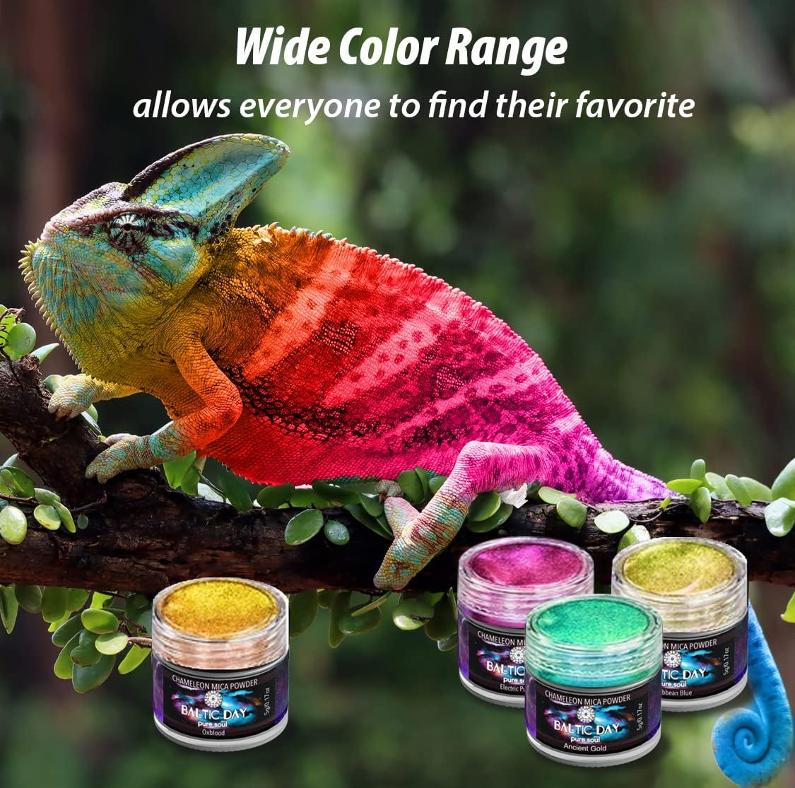 BALTIC DAY - Chameleon Mica Powder, 40 Jars of Color Shift Mica Powder Set - Chameleon Mica Powder for Resin - Chameleon Powder - Holographic Mica Powder