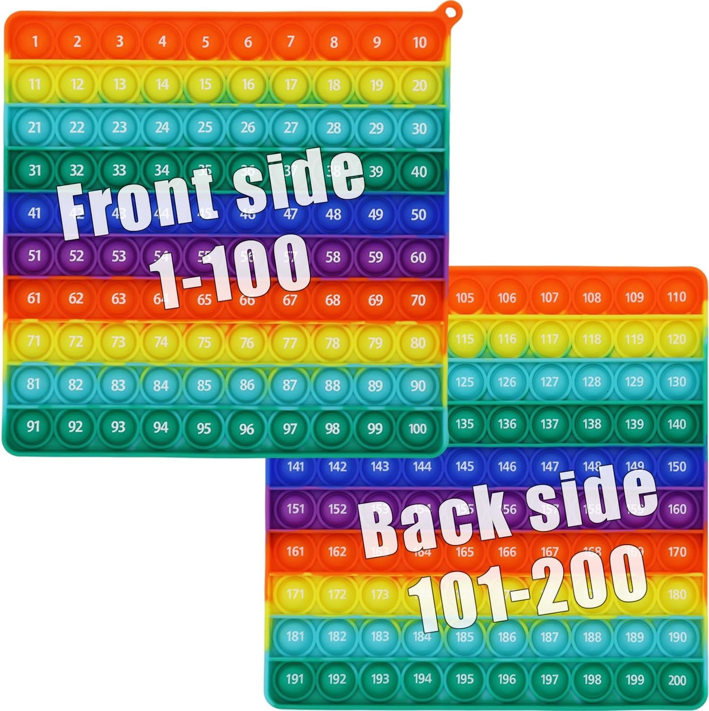 Double Side 1 100 200 Pop it, Chart, Numbers, Row Counter Knitting Crochet, Stitch Counters Crocheting Square Popper Fidget Sensory Toy, Educational Tool, Great Gift for Birthdays, Christmas