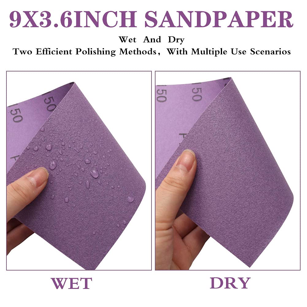 Sandpaper 220 Grit,Wet Dry Sanding Sheets,High Performance Ceramic Abrasive Sand Paper for Wood Furniture Finishing,Metal Grinding,Automotive Polishing,9 x 3.6 Inch,25-Pack