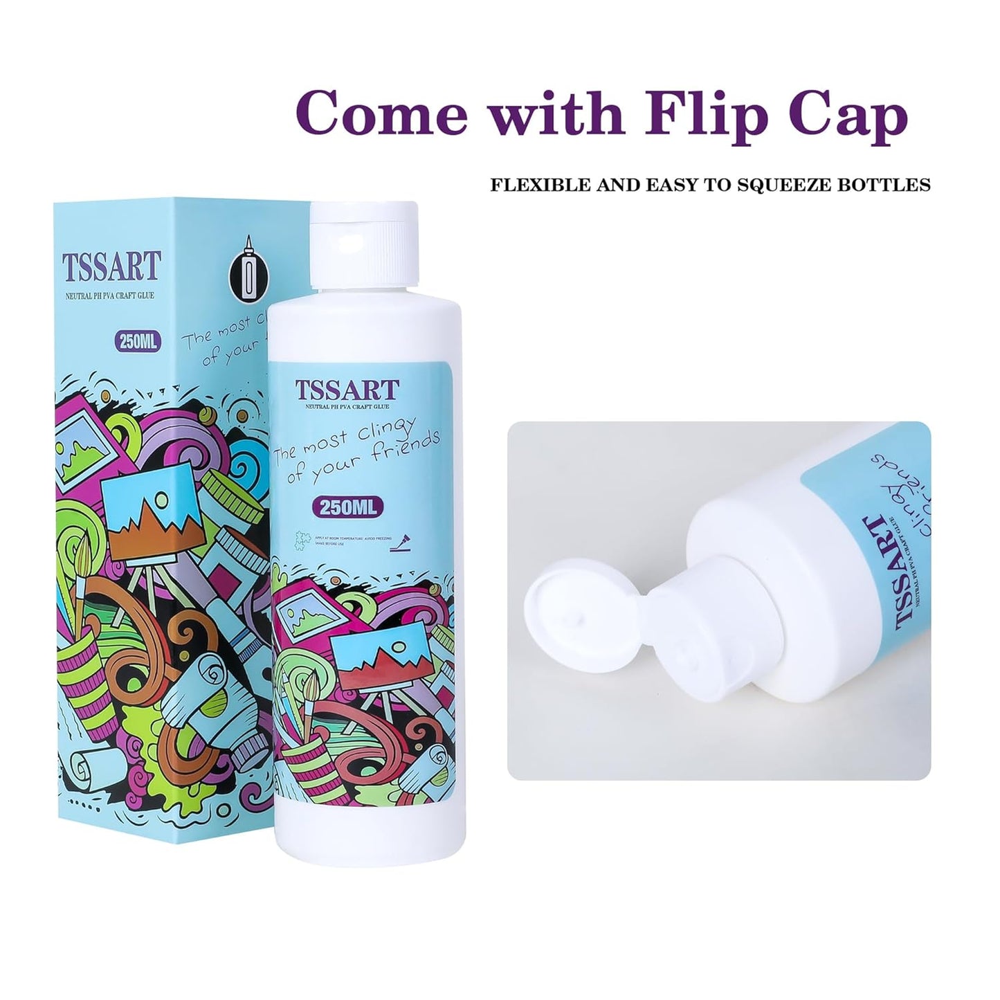 Neutral pH Craft Glue - 4.4floz Acid-Free PVA Formula Water Soluble Glue, Dries Clear and Flexible - Ideal for Arts, Paper, Photography, Scrapbooking and Book Binding - Flip Cap