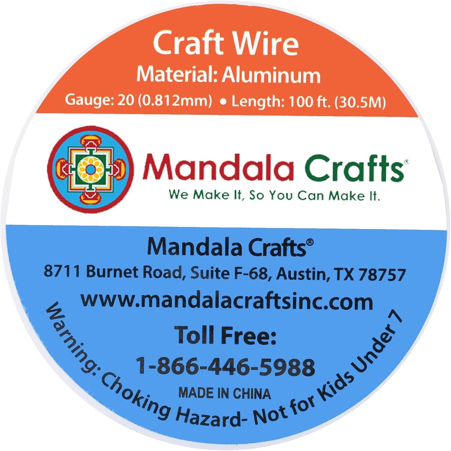 Mandala Crafts 20 Gauge Anodized Aluminum Craft Wire for Jewelry Making - 100 FT Colored Flexible Light Brown Wire - Bendable for Bonsai Armature Crafting Sculpting