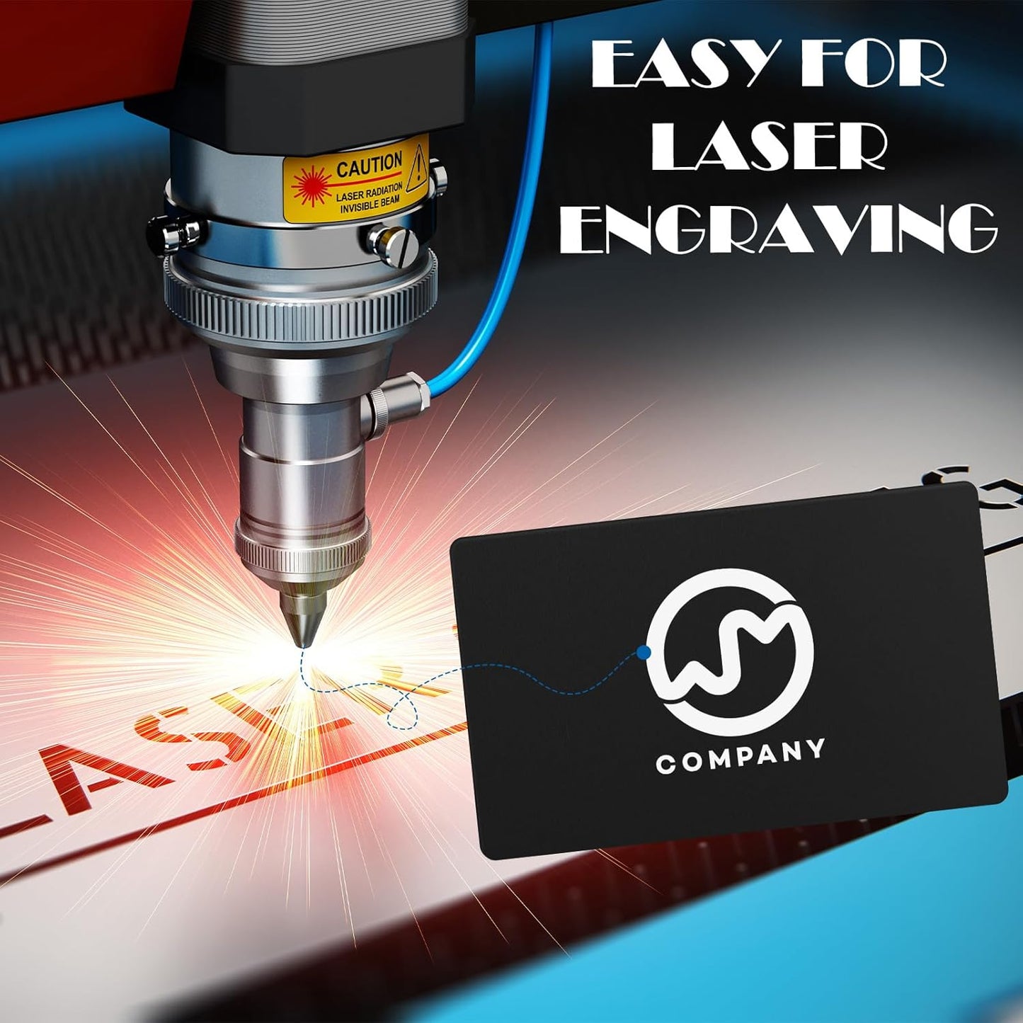 weparmeety 100 Pcs Metal Engraving Blanks Aluminum Sheet Laser Engraving Business Card Multipurpose DIY Gift Cards 86 x 54 x 0.21 mm (Matte Black)