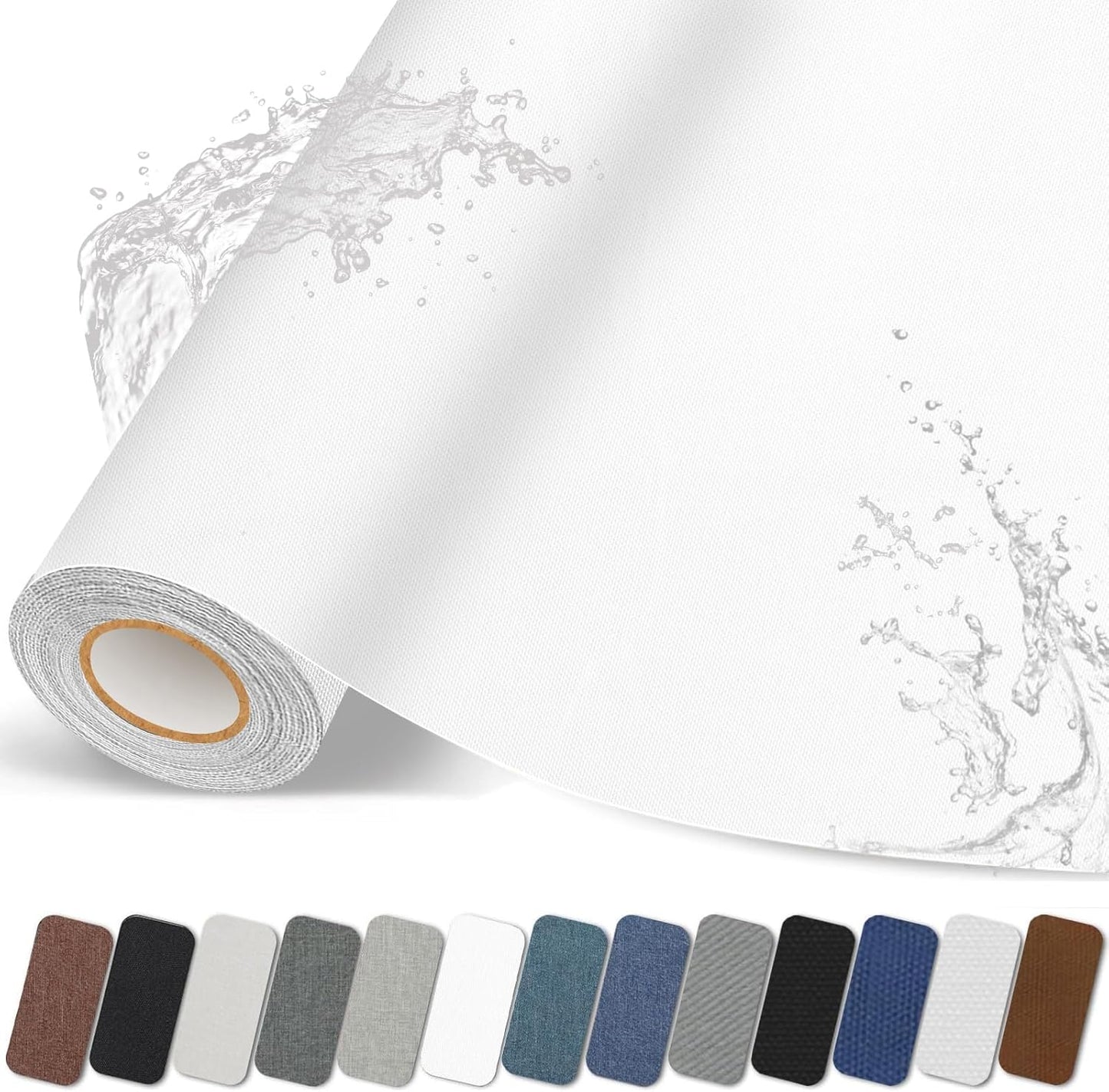 Fabric Repair Patches, 17X79 inch Linen Self-Adhesive Fabric Repair Tape, Strong Sticky Linen Patch for Sofas, Tote Bags, Clothing, Car Seats, Furniture（White, 17X79 inch）