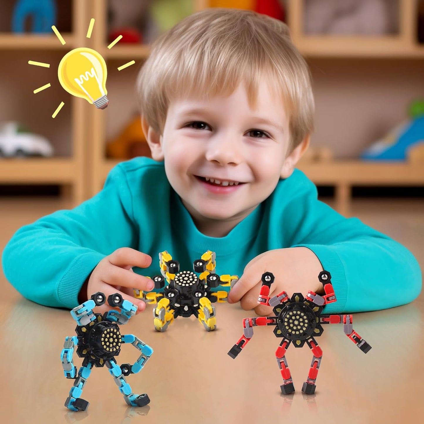 Transformable Fidget Spinners for Kids and Adults Stress Relief Sensory Toys for Boys and Girls Fingertip Gyros for Kids Classroom Birthday Party Favors