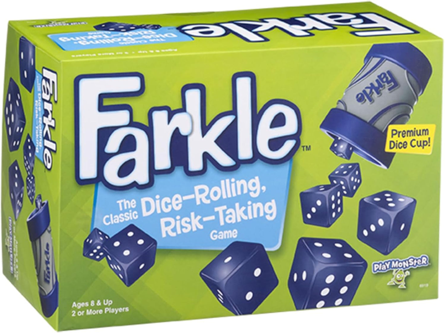 PlayMonster Farkle Dice Game — Exclusive Premium Dice Cup — Family Game Night — Easy to Shake and Slam — for Ages 8+