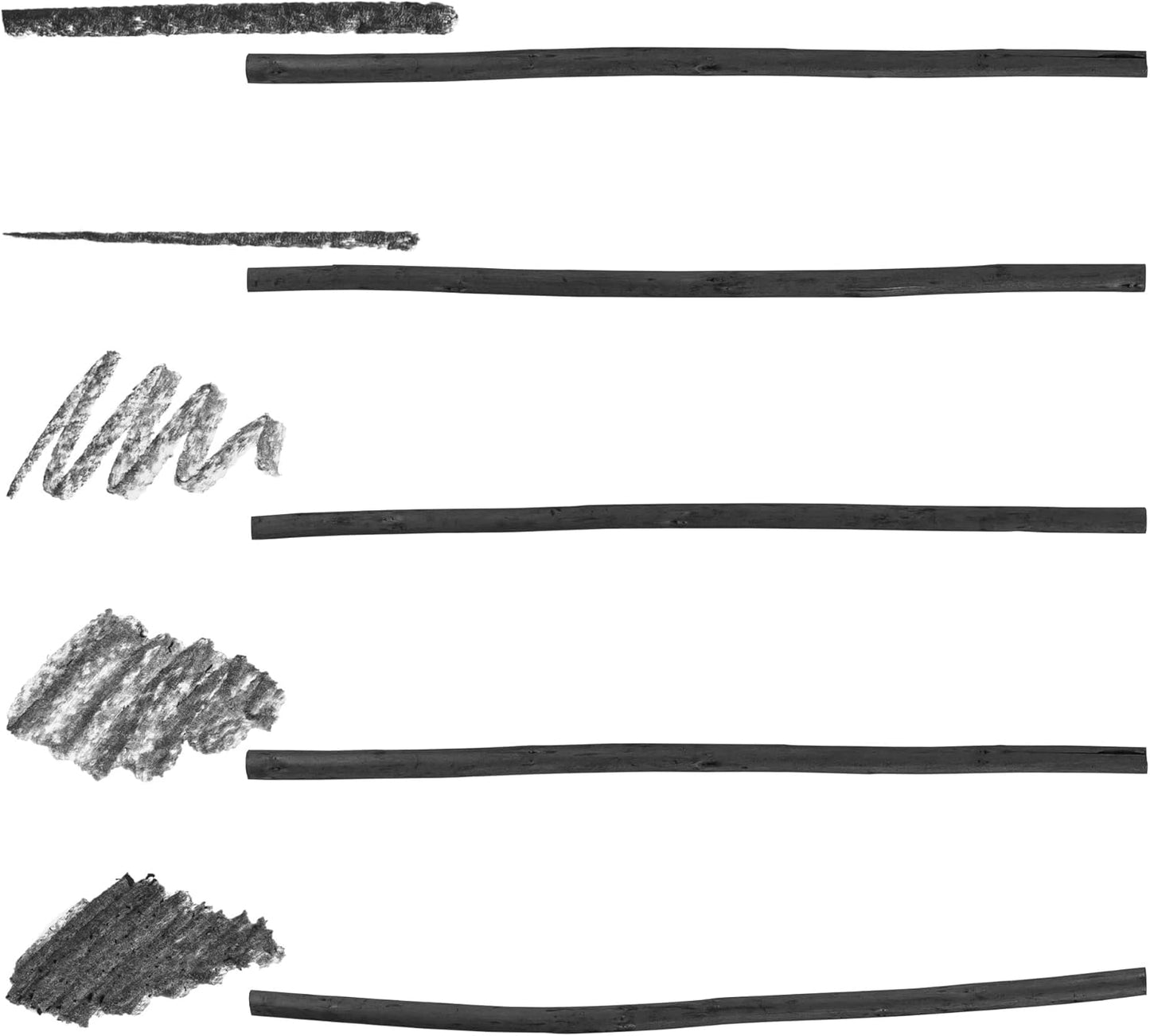 Pacific Arc Artist Vine Charcoal, Hard, Black 12 Pieces, Artist Vine Charcoal Sticks, Hard and Smooth Drawing Charcoal