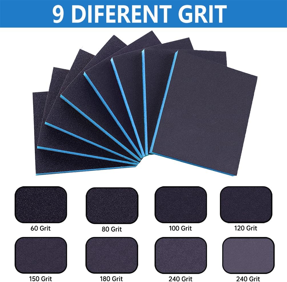 8 Pack 150 Grits Sanding Sponge, Coarse Sanding Block, Washable and Reusable Wet Dry Sandpaper Block Sandpaper Sponge for Wood Metal FurniturePaint and Drywall