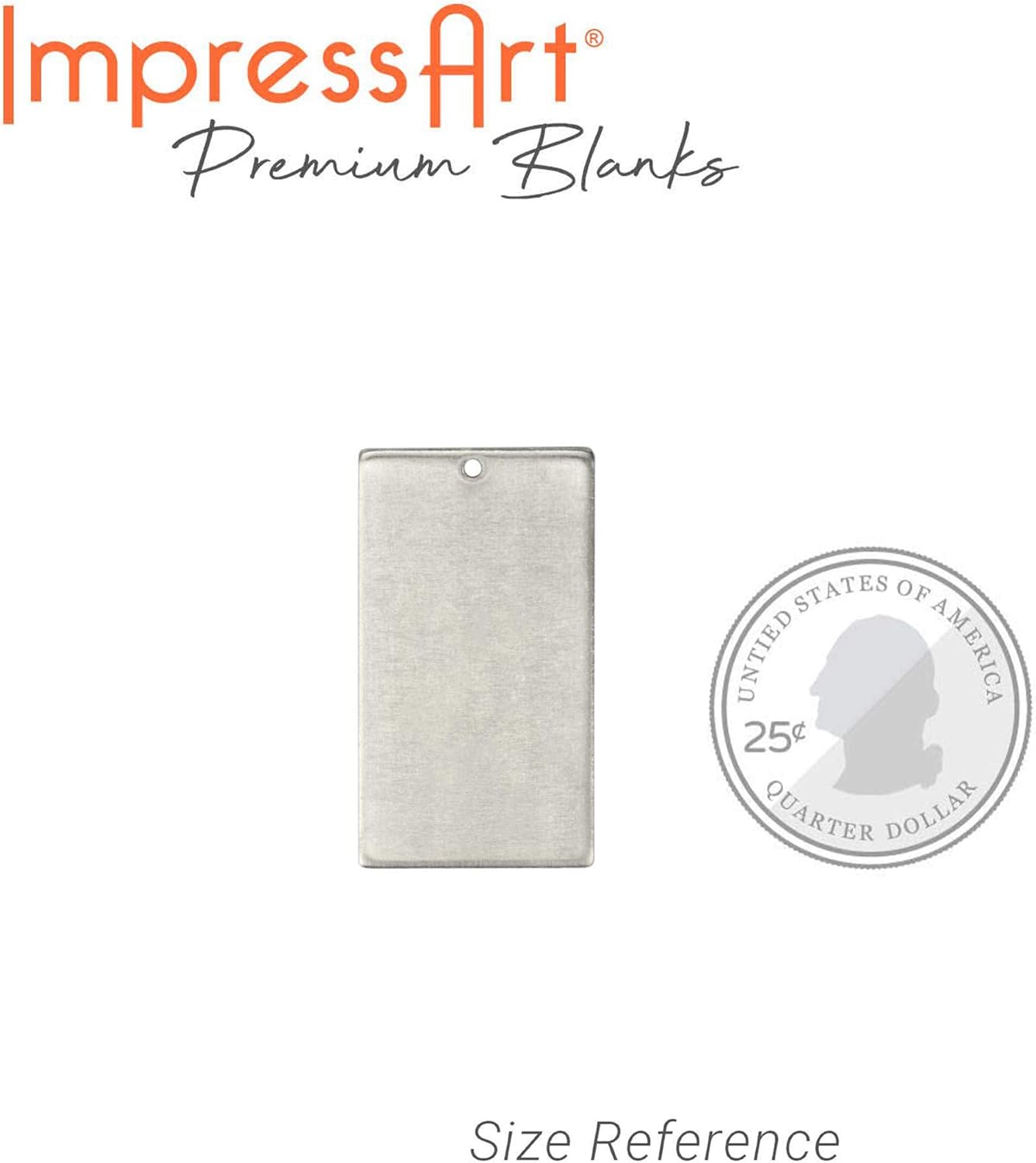 ImpressArt - Premium Metal Stamping Rectangle Blanks for Metal Stamping and Jewelry Making (24 Pack) (11/16" x 1 1/4" Rectangle w/Hole, Aluminum)
