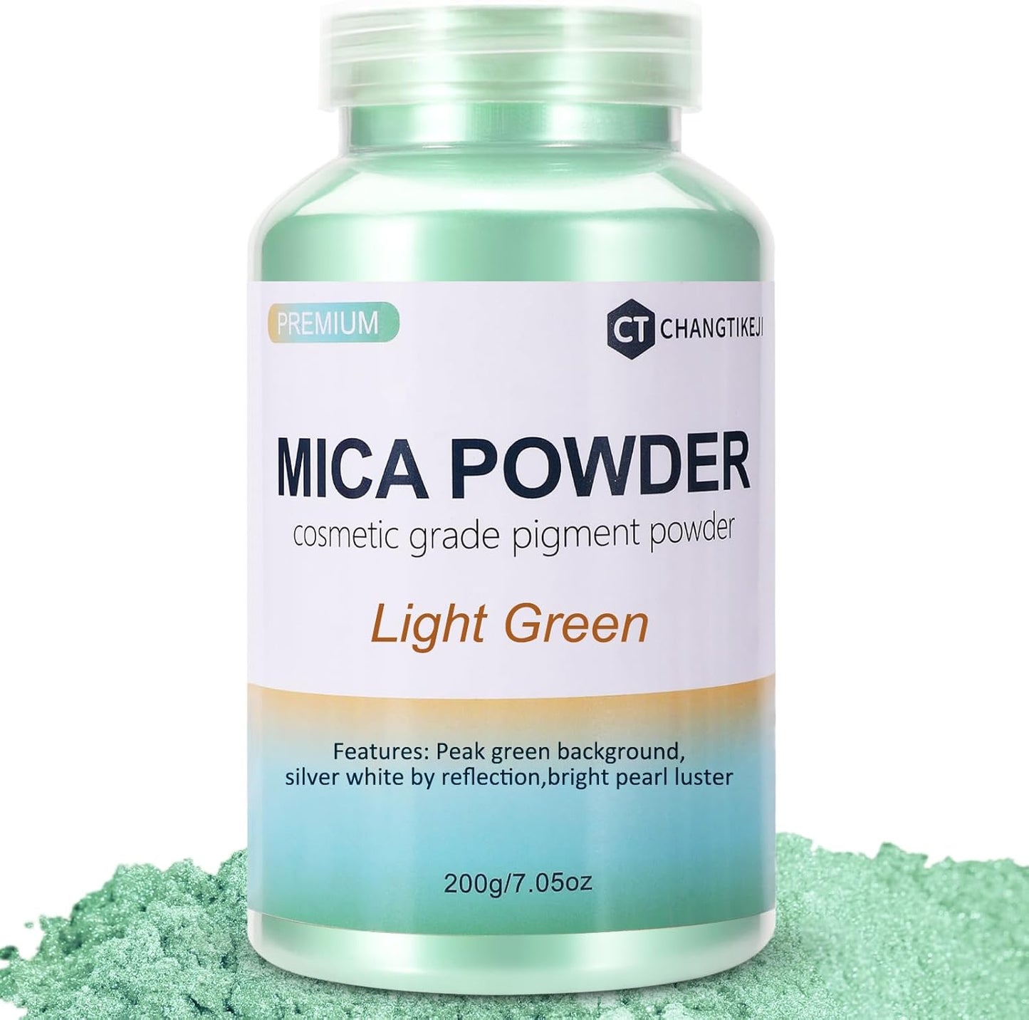 Mica Powder,7.05OZ（200g）,Light Green Mica Powder Pigment for Epoxy Resin，Lip Gloss，Car Paint，Dye，Soap Making，Nail Polish,Epoxy Resin,Candle Making,Bath Bombs