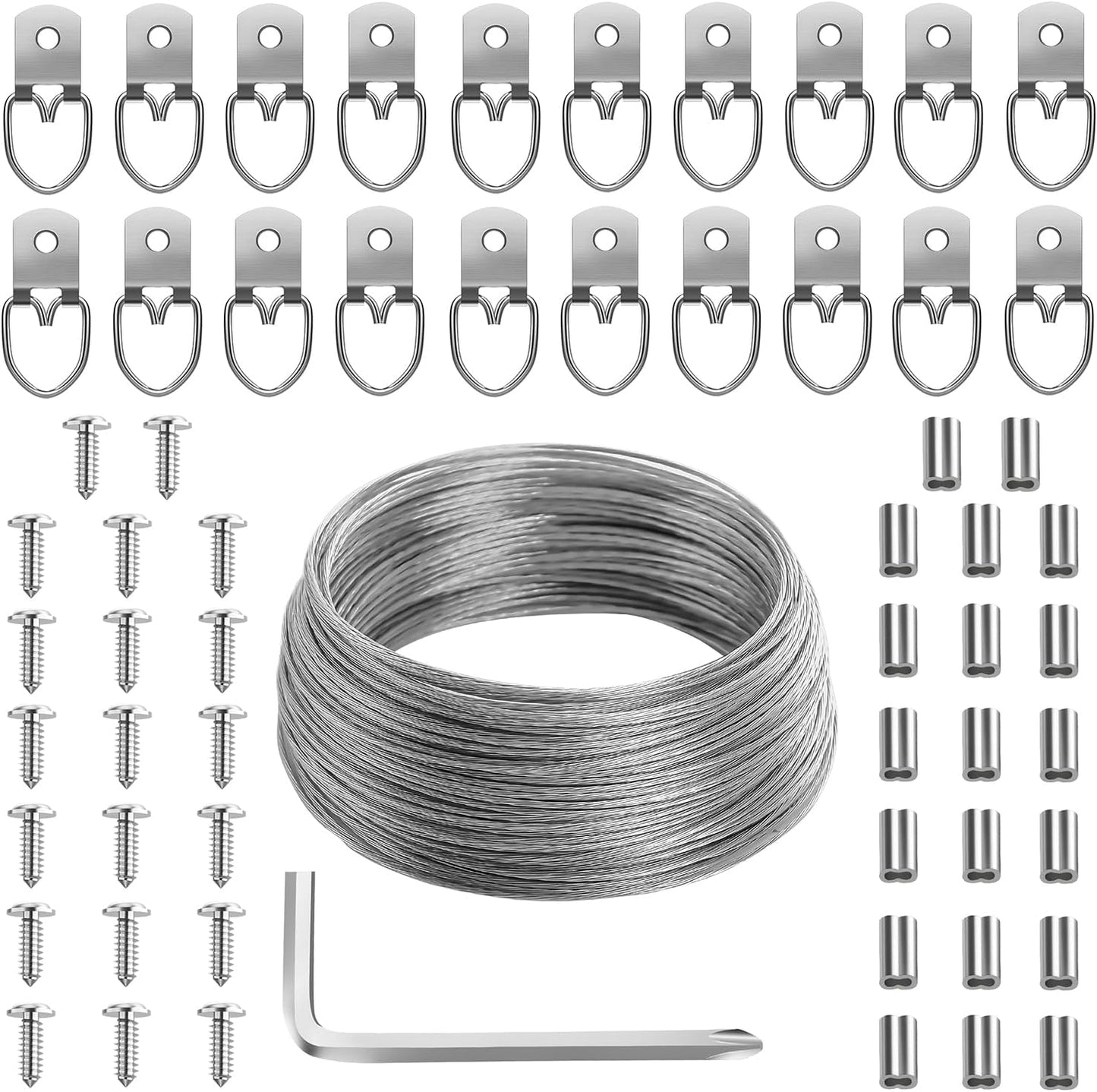 Mr. Pen- Picture Hanging Wire Kit, 100Ft Picture Wire Hanging, D Rings Picture Hanging, Picture Frame Hanging Kit, Picture Frame Wire, Wall Hanging Kit, Wire for Hanging Pictures, Painting Hanging Kit