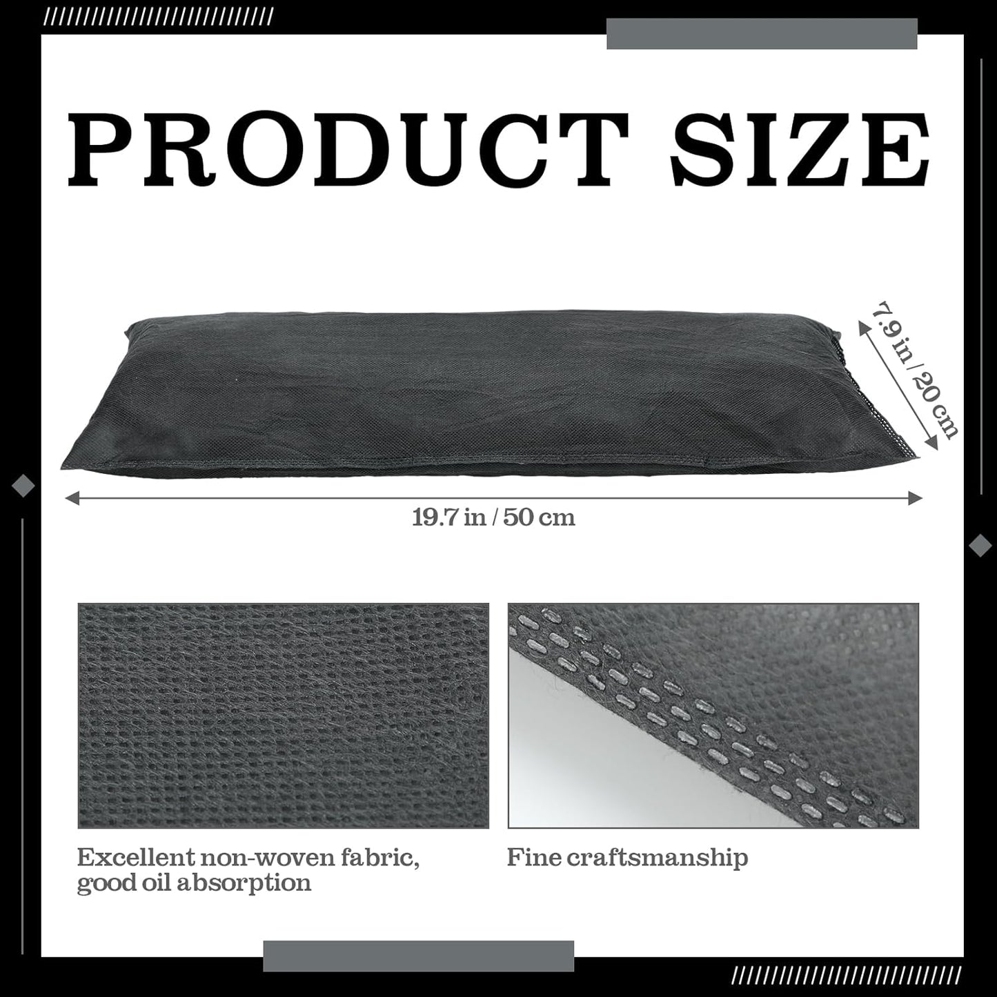 Sintuff 12 Pcs Oil Absorbent Pillows 8" x 20" Universal Spill Absorbent Pillows for Water and Oil Spill Containment, Flood Cleanup